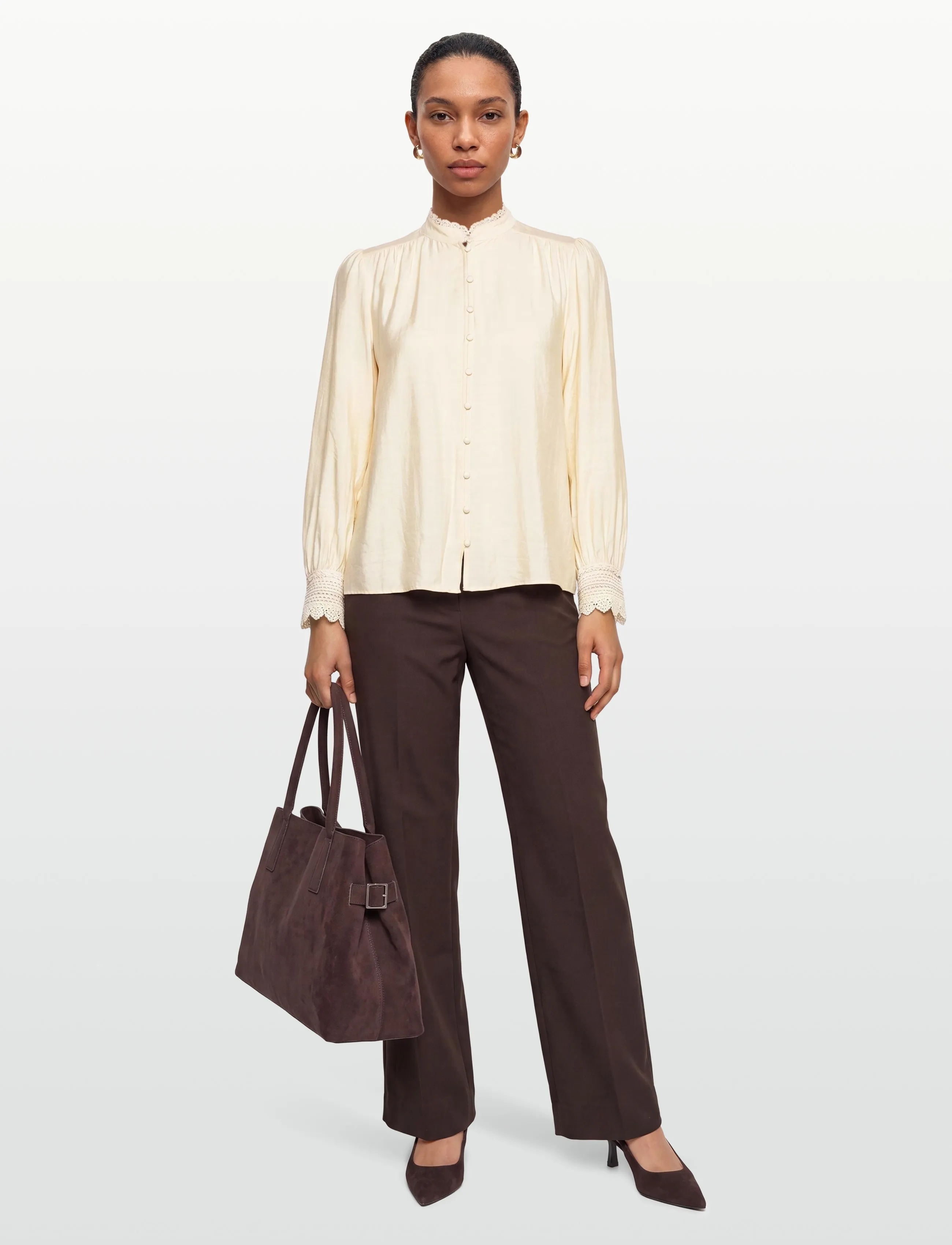 Lollys Laundry Lucell Shirt Ls, S, Cream, Bluser > Langærmede, Dame
