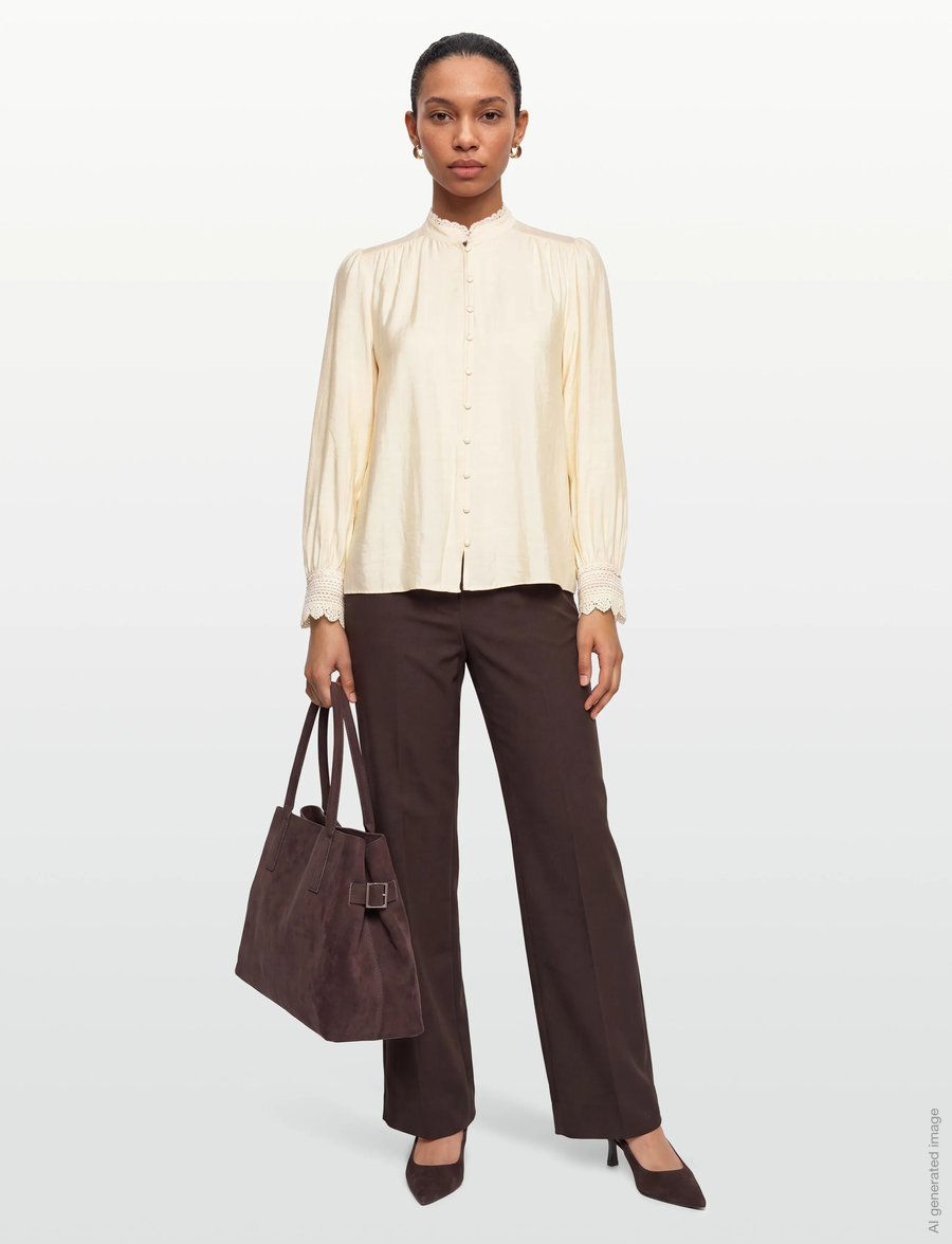 Lollys Laundry - LuceLL Shirt LS - langärmelige blusen - creme - 0