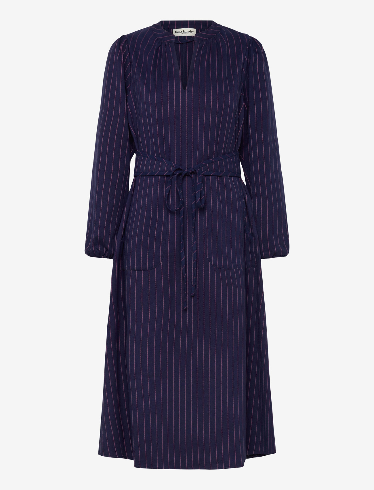Lollys Laundry - ParisLL Midi Dress LS - skjortekjoler - dark navy - 0