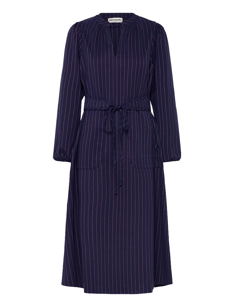 Lollys Laundry - ParisLL Midi Dress LS - skjortekjoler - dark navy - 0