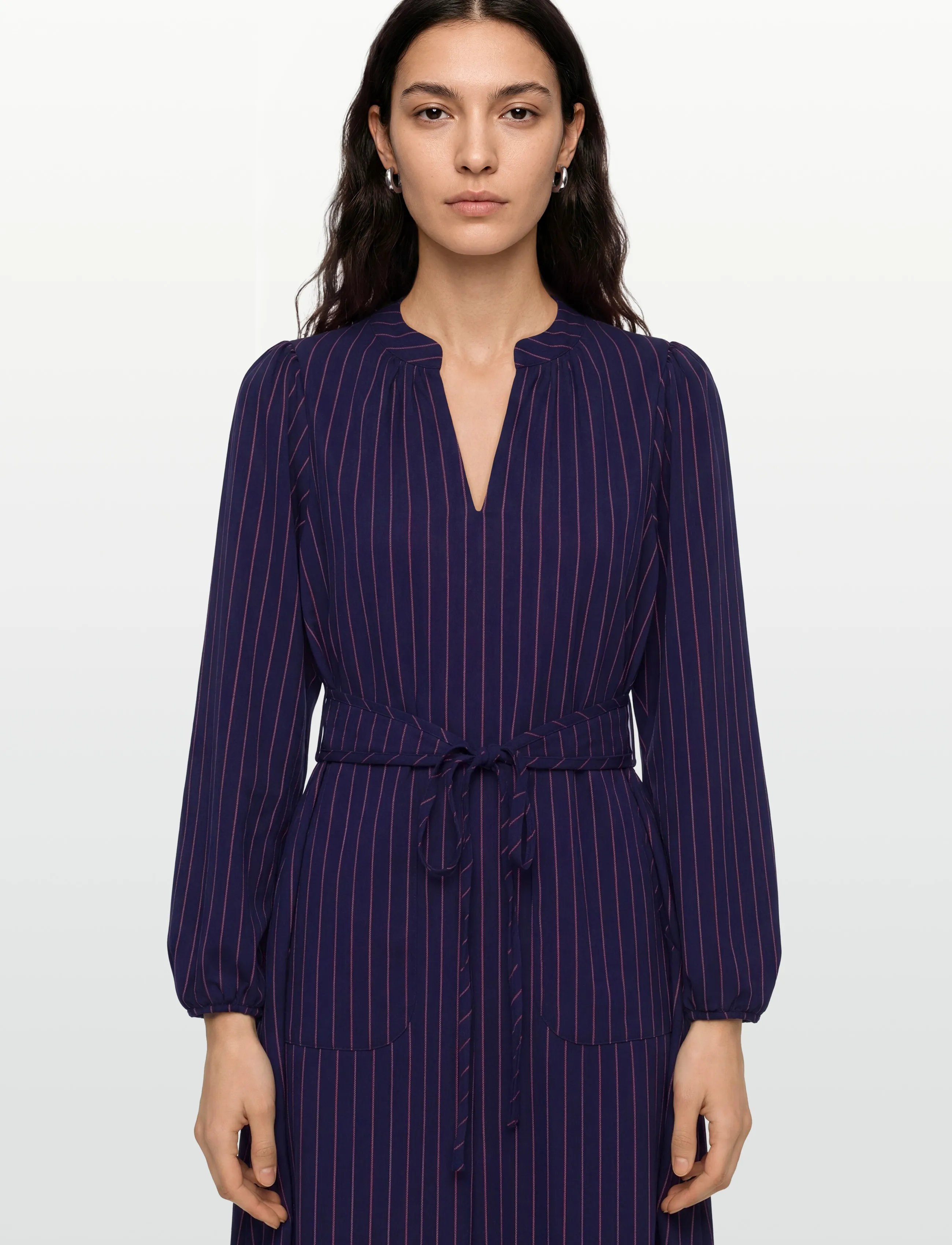 Lollys Laundry - ParisLL Midi Dress LS - skjortklänningar - dark navy - 4