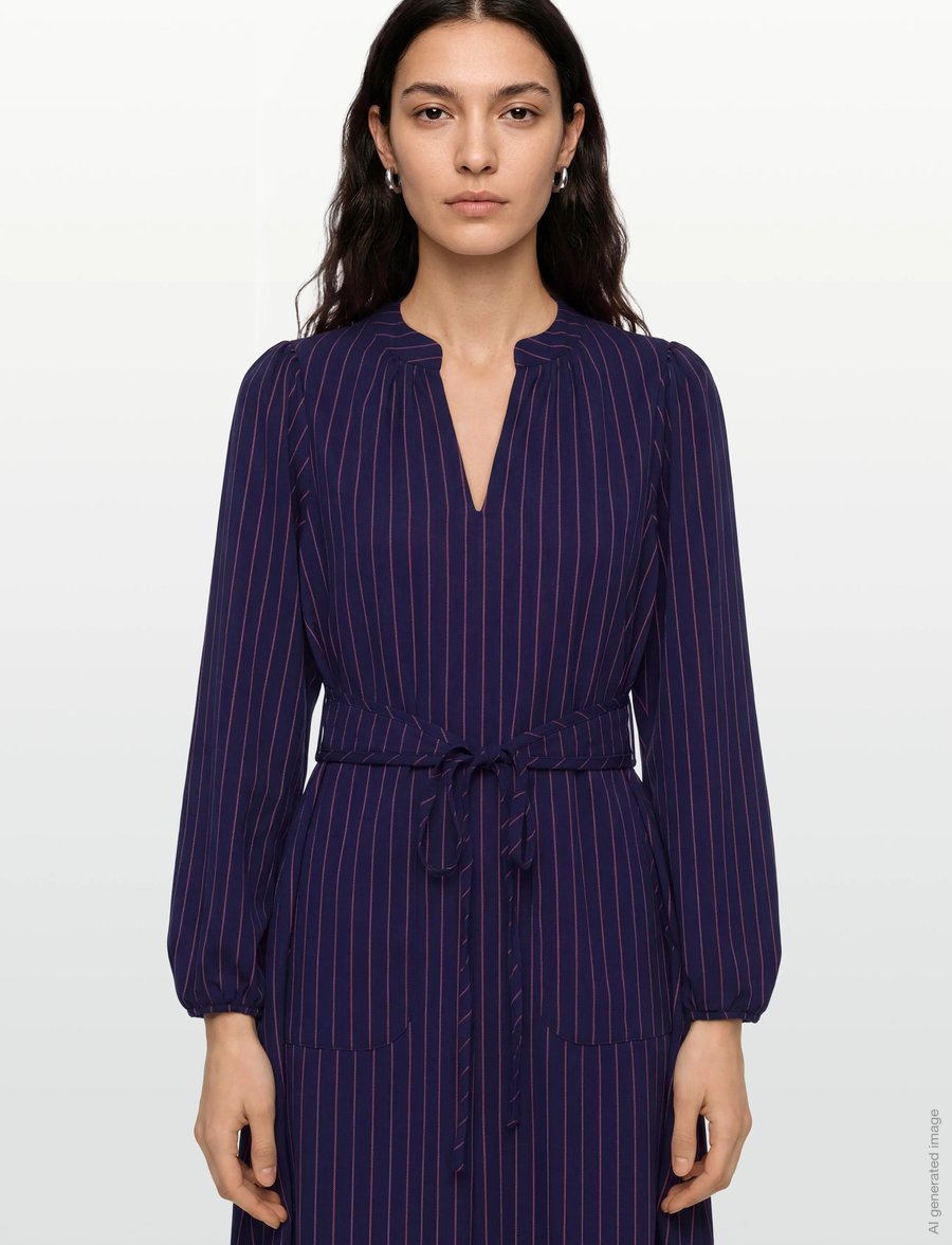 Lollys Laundry - ParisLL Midi Dress LS - hemdkleider - dark navy - 4