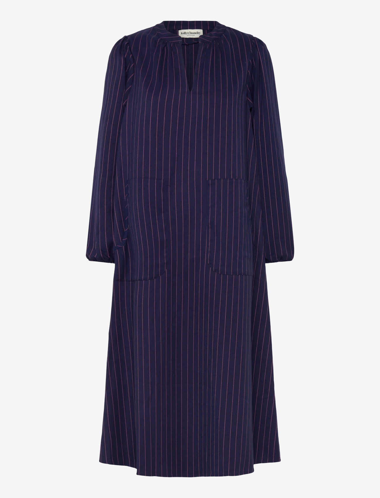 Lollys Laundry - ParisLL Midi Dress LS - skjortekjoler - dark navy - 2