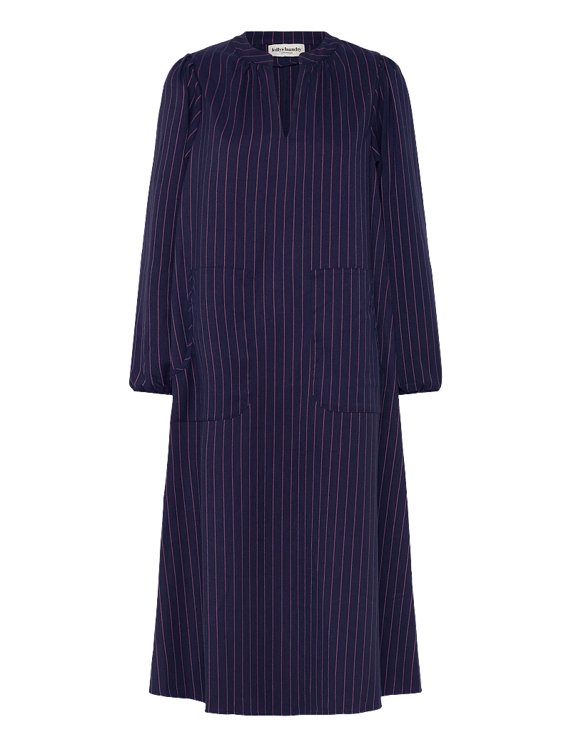 Lollys Laundry - ParisLL Midi Dress LS - skjortekjoler - dark navy - 2