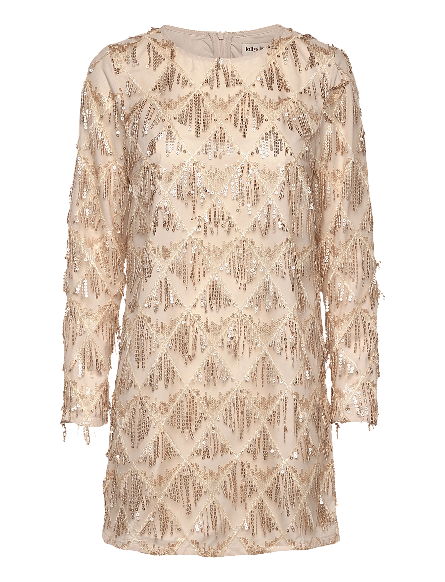 Lollys Laundry - Solga mini Dress LS - sequin dresses - champagne - 0