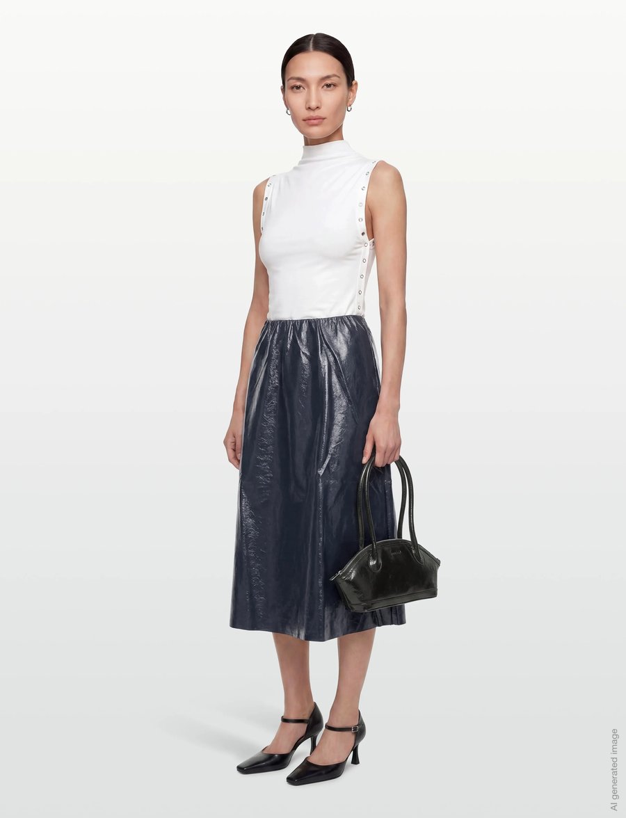 Lollys Laundry - Ro Midi Skirt - midi kjolar - dark blue - 0