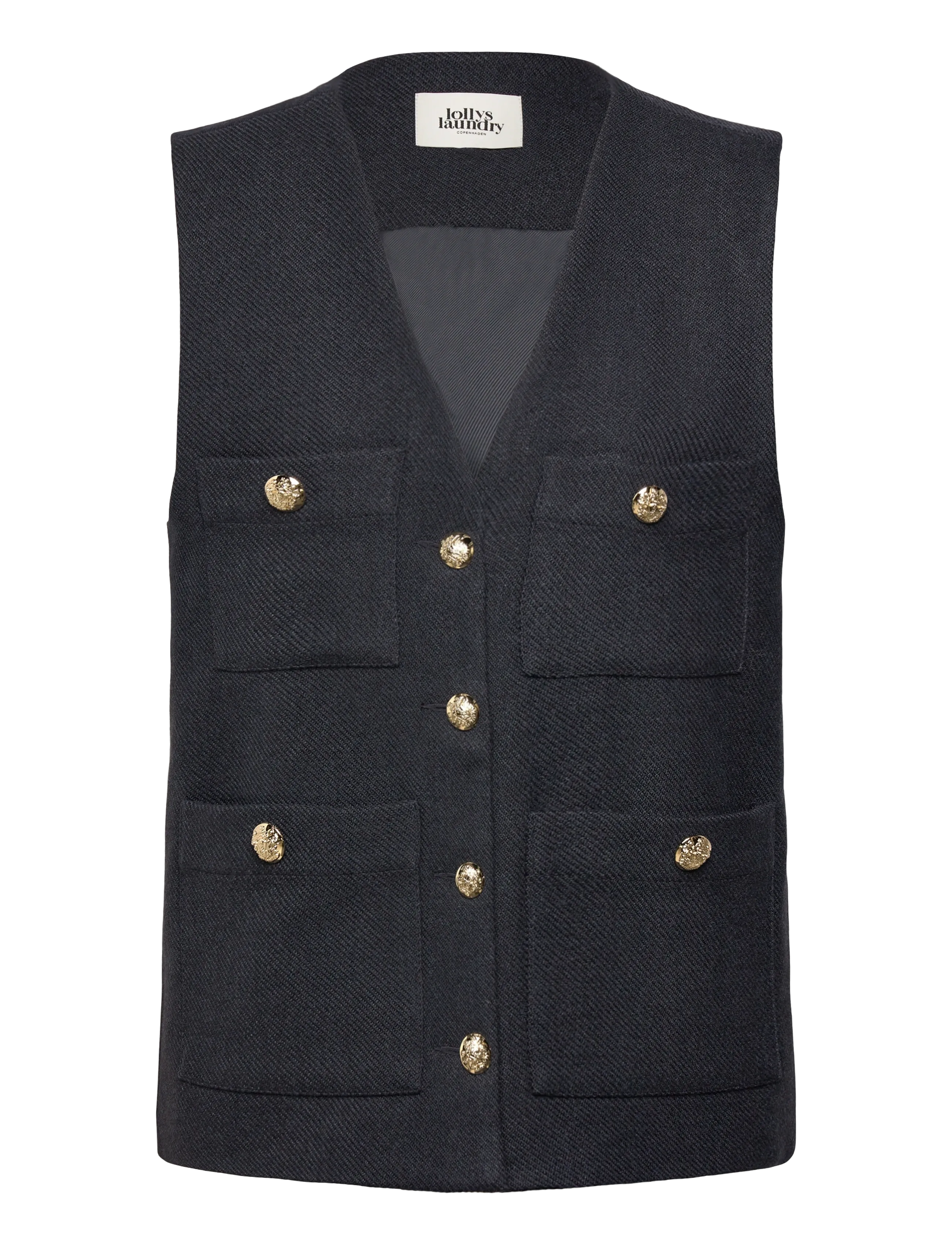 Lollys Laundry Edel Vest SS - Tøj - DARK NAVY / black
