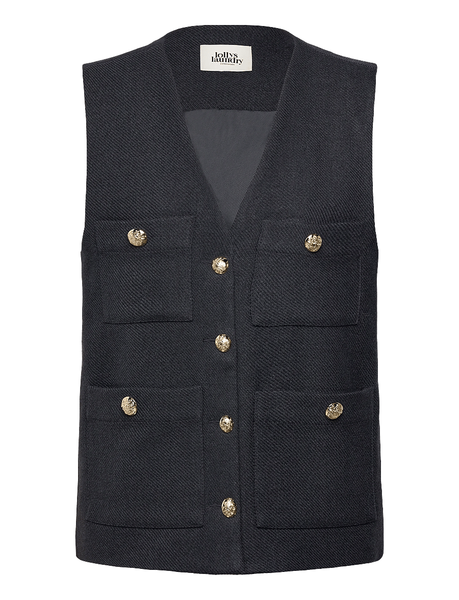 Lollys Laundry - Edel Vest SS - denimveste - dark navy - 0