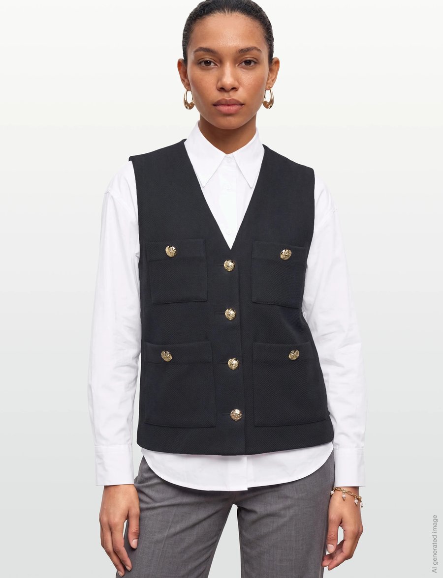 Lollys Laundry - Edel Vest SS - denim-westen - dark navy - 3