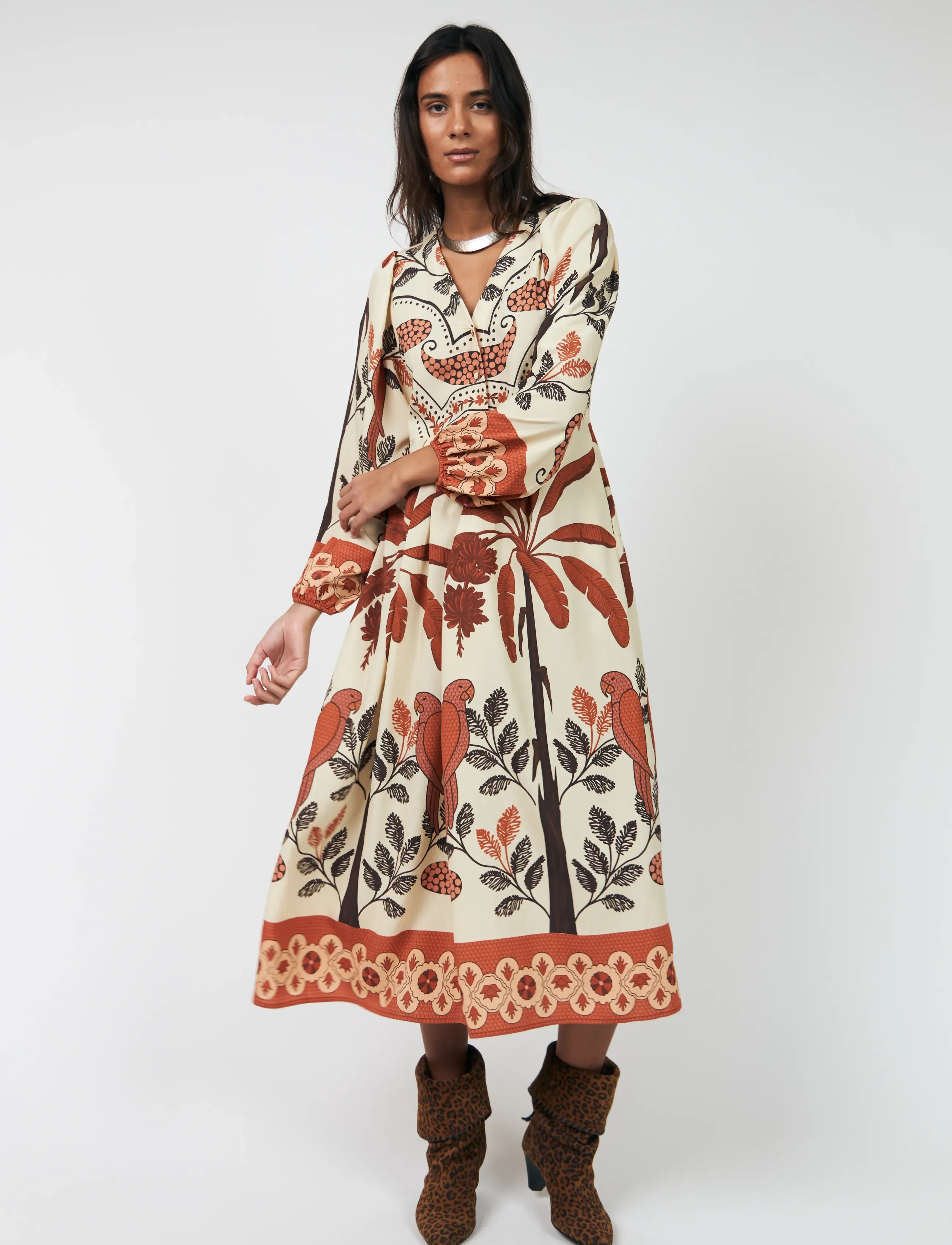Lollys Laundry SaraiLL Dress 3/4 - Maxikleider - CREME / multi