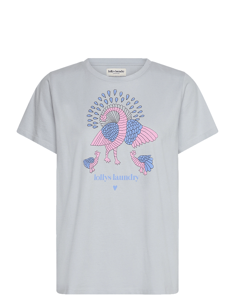 Lollys Laundry - RomaLL Peacock Tee SS - t-shirts - light blue - 1