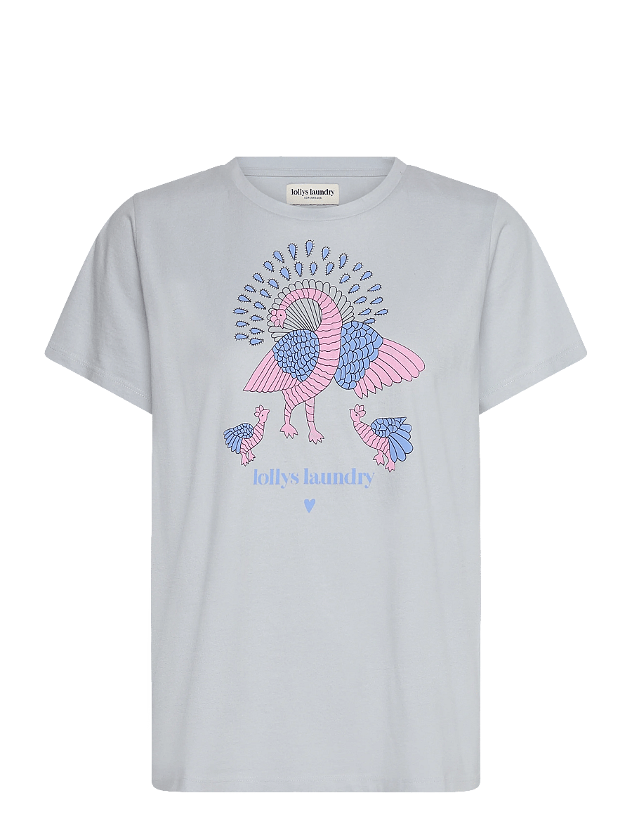 Lollys Laundry - RomaLL Peacock Tee SS - t-shirts - light blue - 1