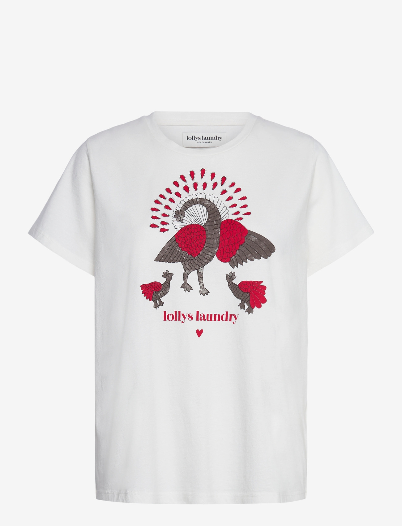 Lollys Laundry - RomaLL Peacock Tee SS - t-shirts - white - 1
