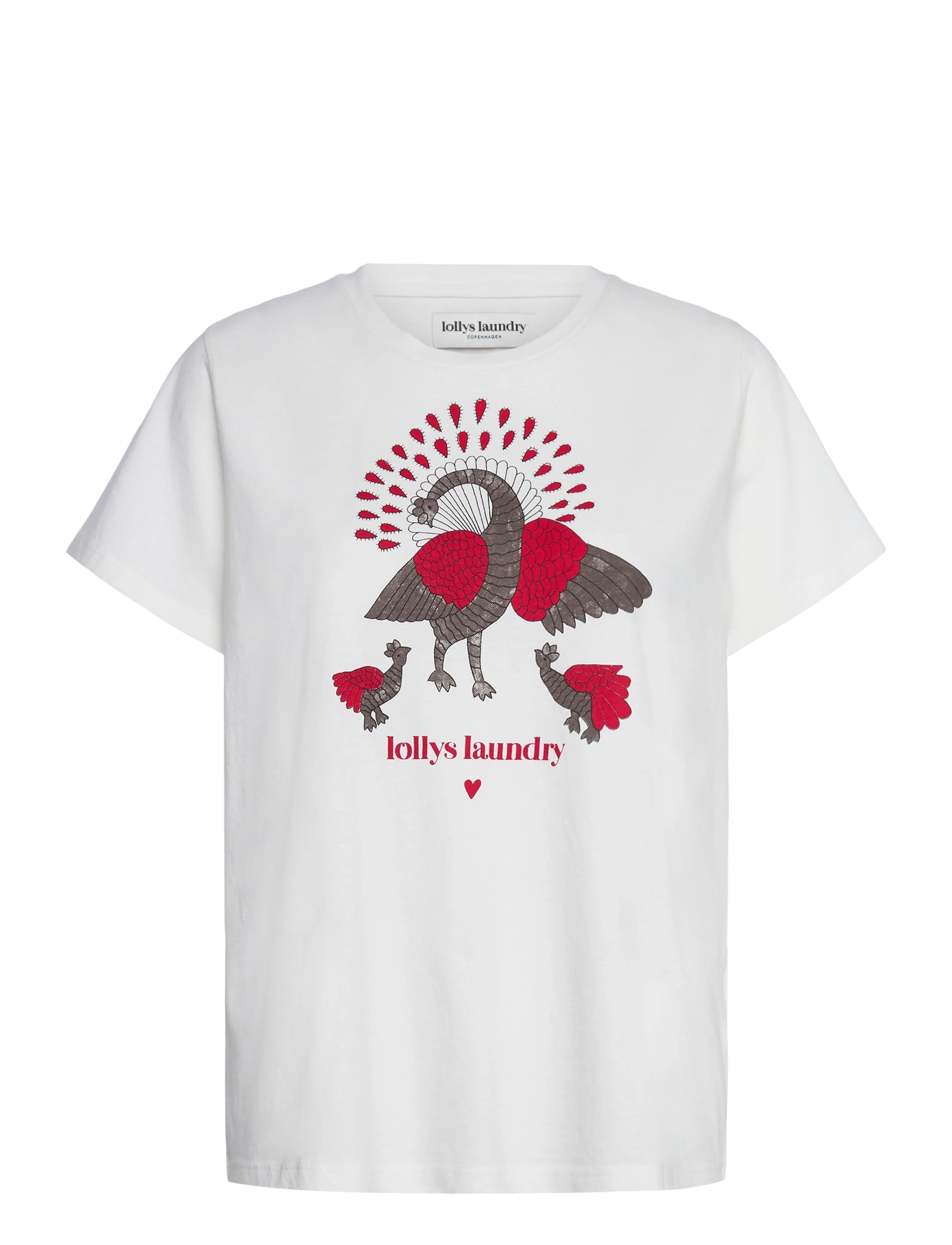 Lollys Laundry RomaLL Peacock Tee SS - Kleidung - WHITE / white