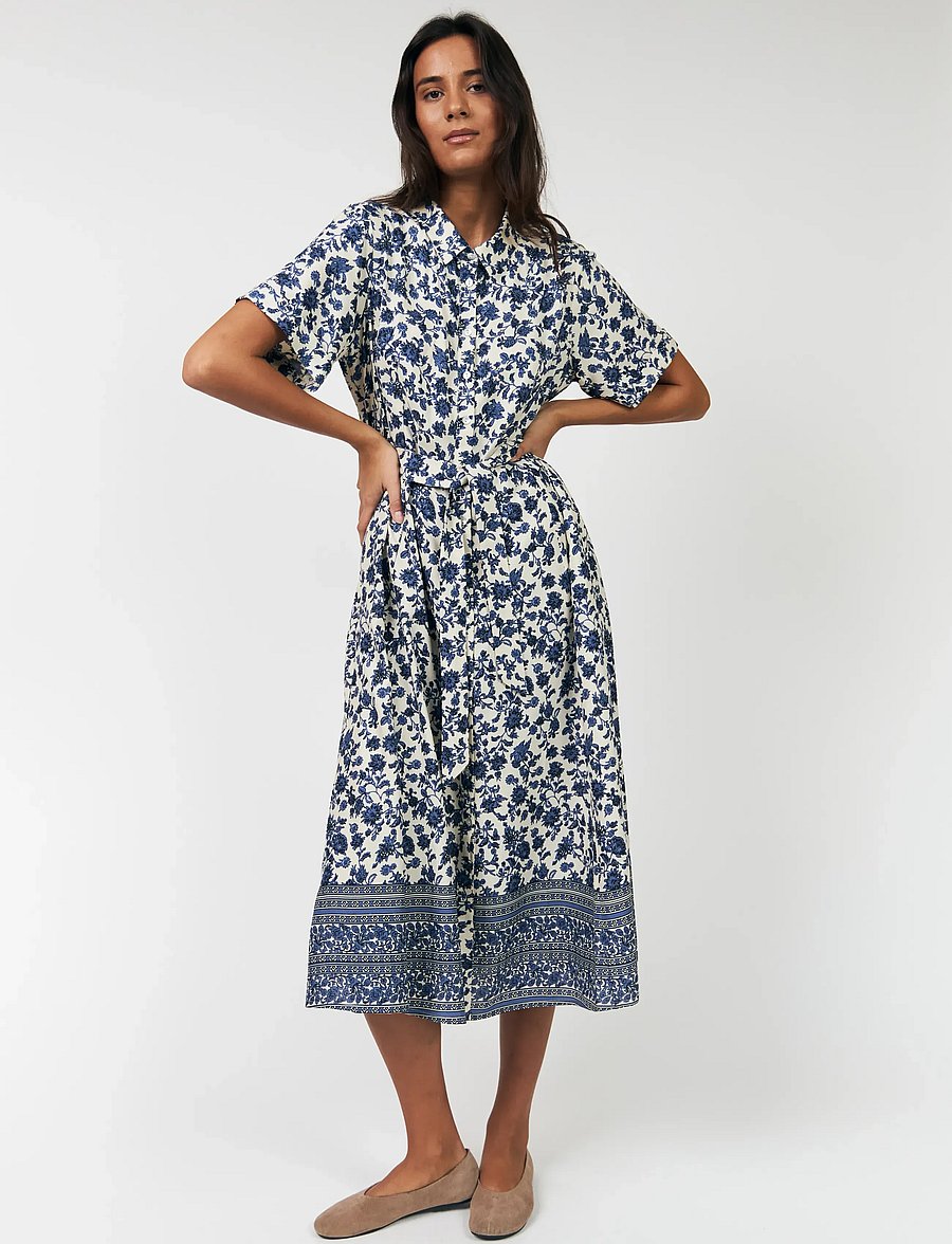 Lollys Laundry - BlakeLL Midi Dress SS - hemdkleider - blue - 0