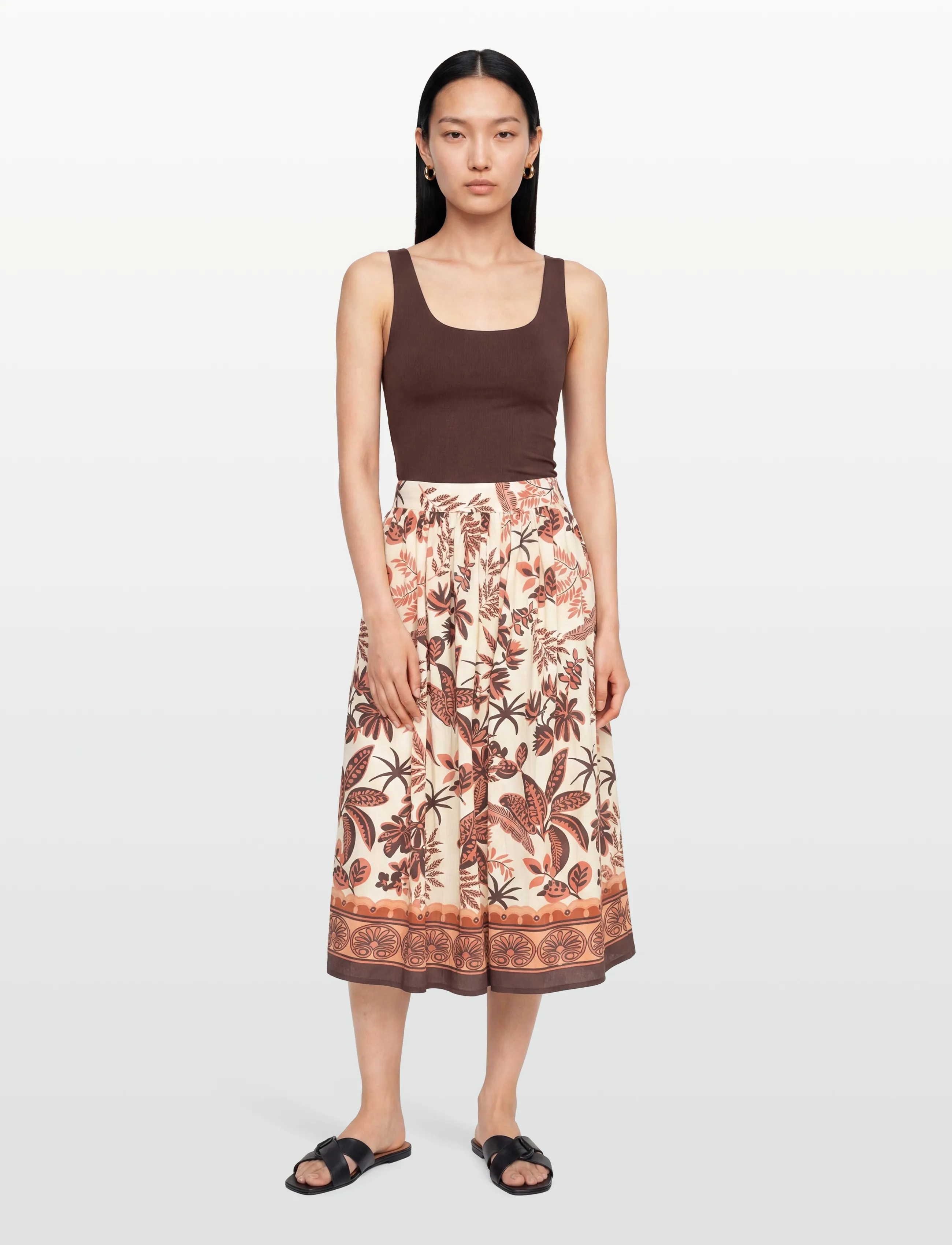 Lollys Laundry EllaLL Midi Skirt - Röcke - CREME / brown