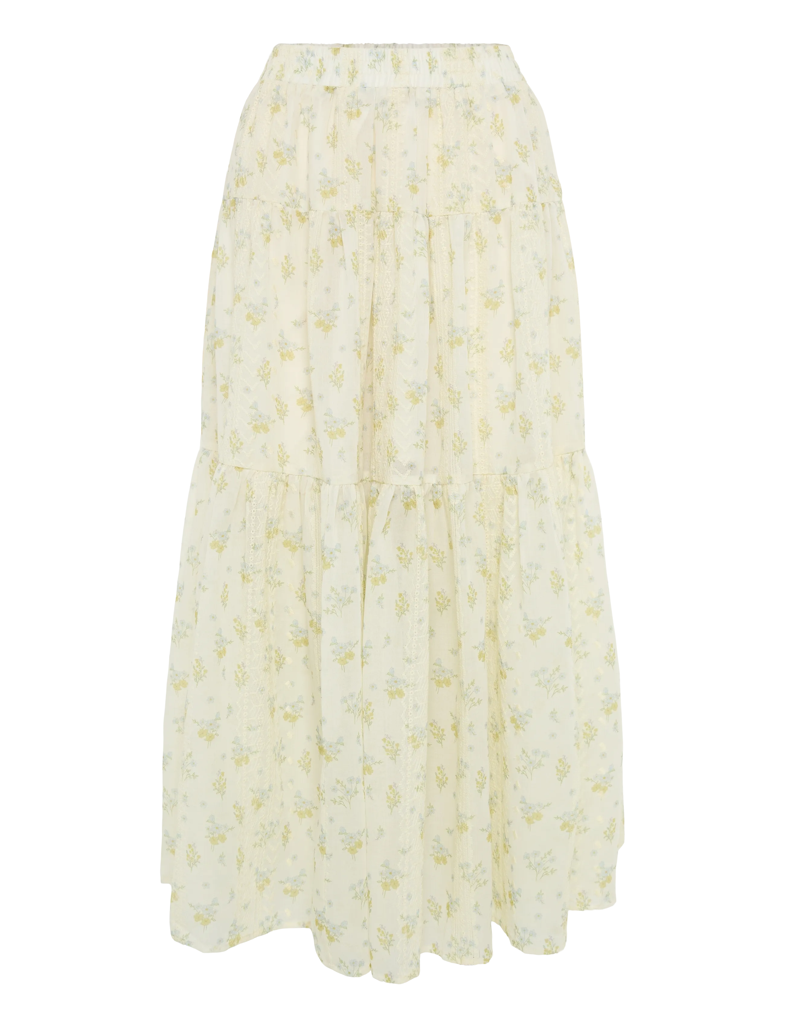 Lollys Laundry Sunsetll Maxi Skirt, XS, Cream, Nederdele > Maxi Nederdele, Dame