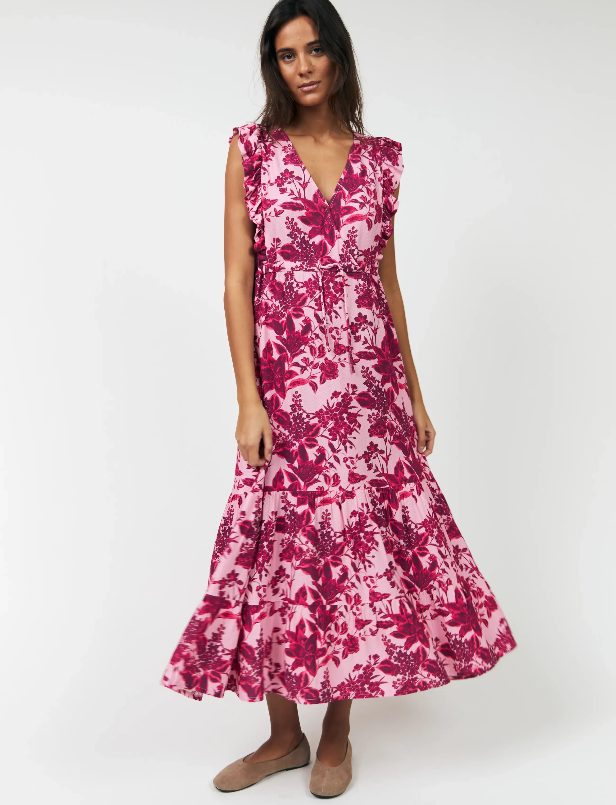 Lollys Laundry Samoll Midi Dress Sl, M, Pink, Kjoler > Knælange Og Midi, Dame