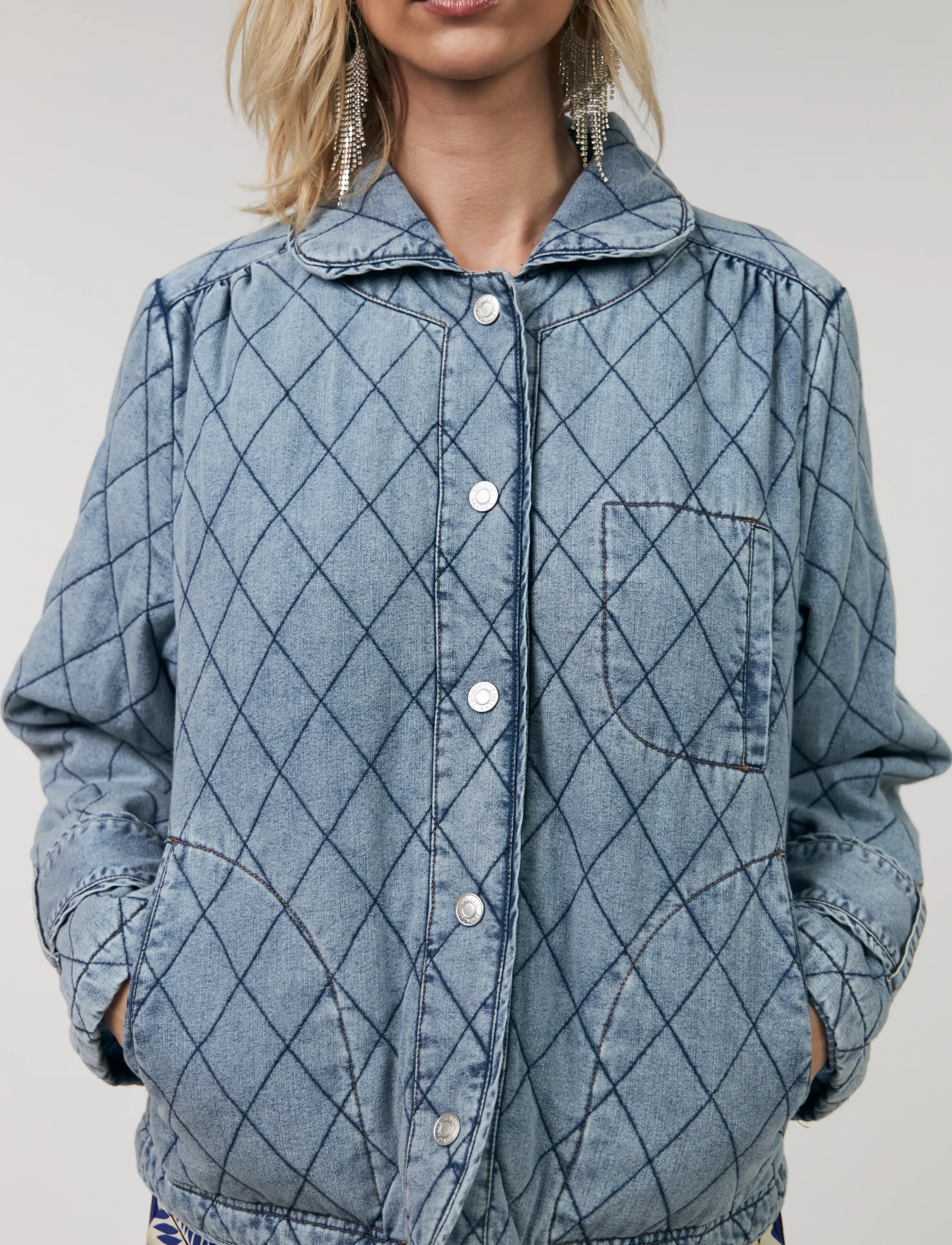 Lollys Laundry Violall Quilted Jacket Ls, XS, Jackets, Blau - Denim, Frauen