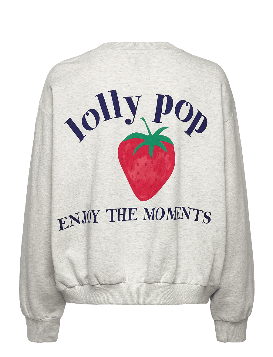 Lollys Laundry - SydneyLL Strawberry Sweatshirt LS - fashion trends - light grey melange - 2