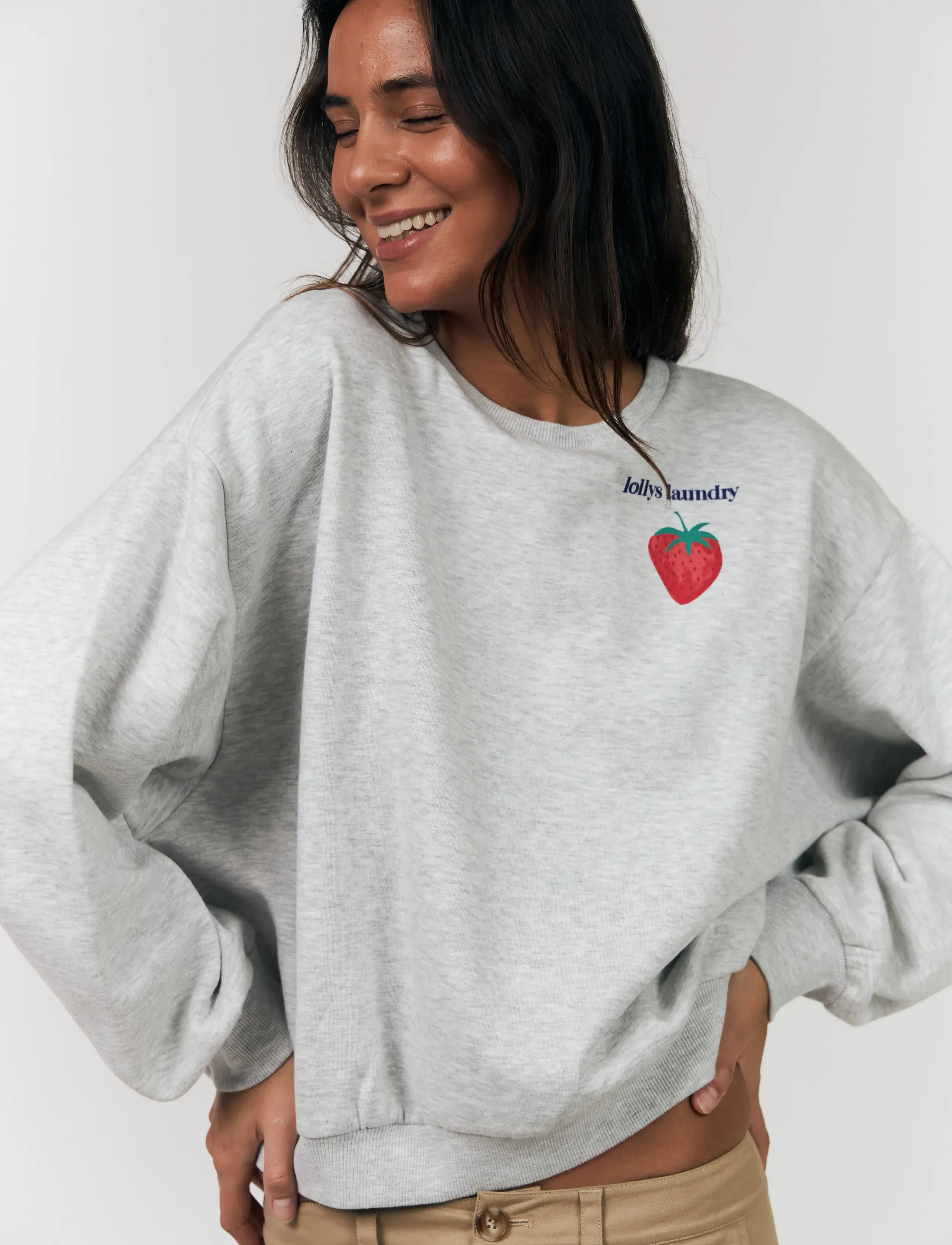 Lollys Laundry - SydneyLL Strawberry Sweatshirt LS - colleget - light grey melange - 0