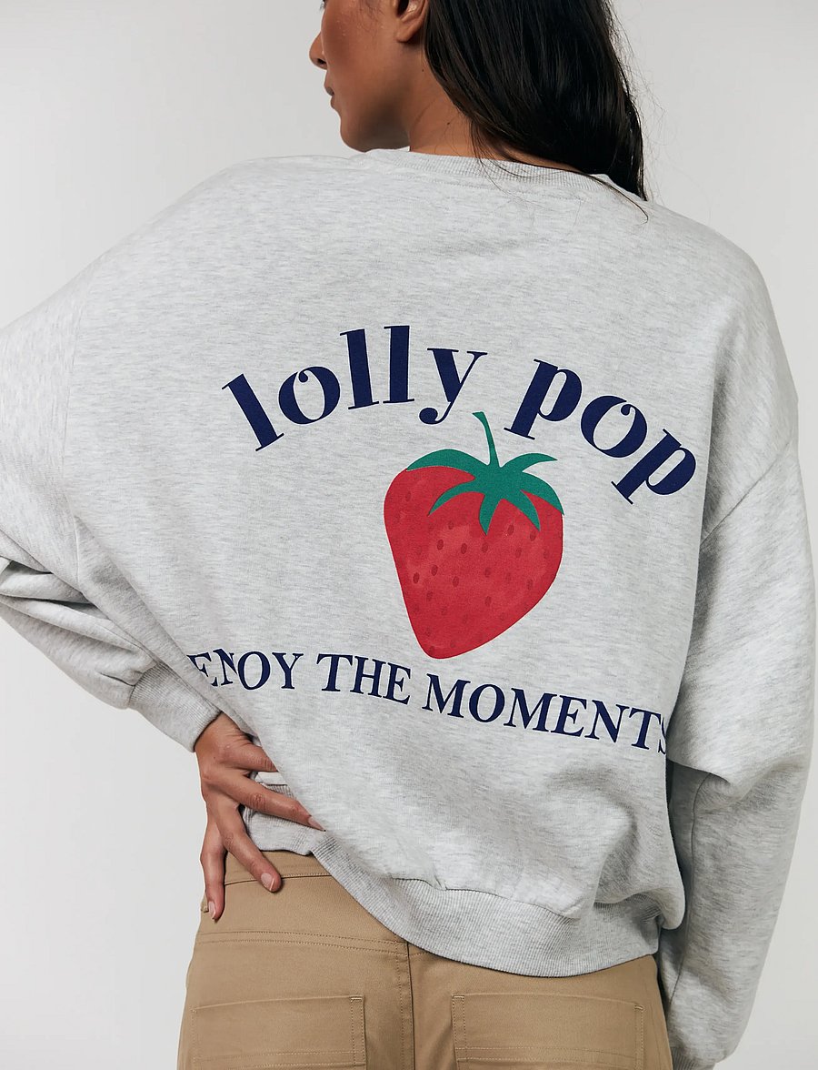 Lollys Laundry - SydneyLL Strawberry Sweatshirt LS - fashion trends - light grey melange - 3