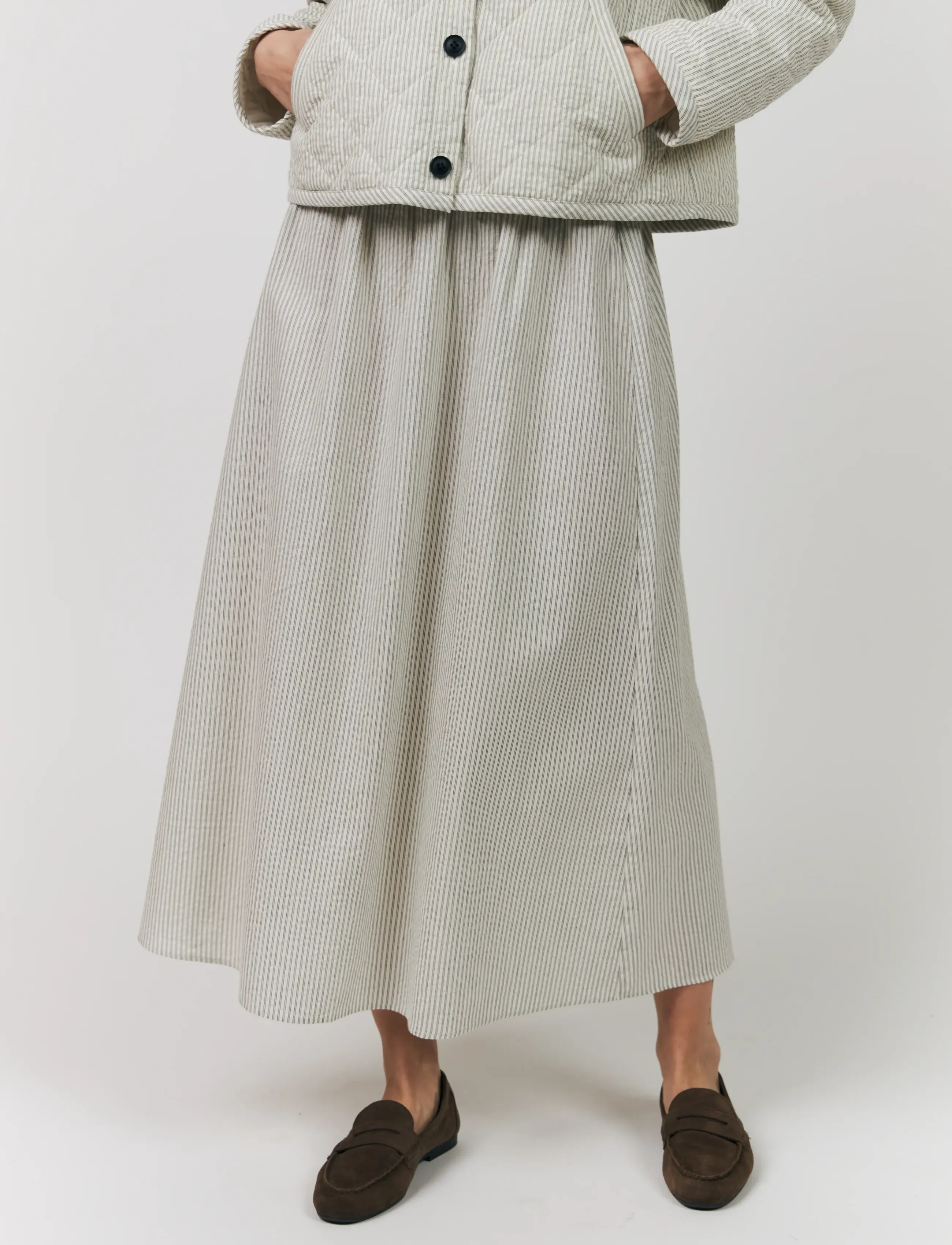Lollys Laundry IslaLL Maxi Skirt - Seelikud - STRIPE / cream