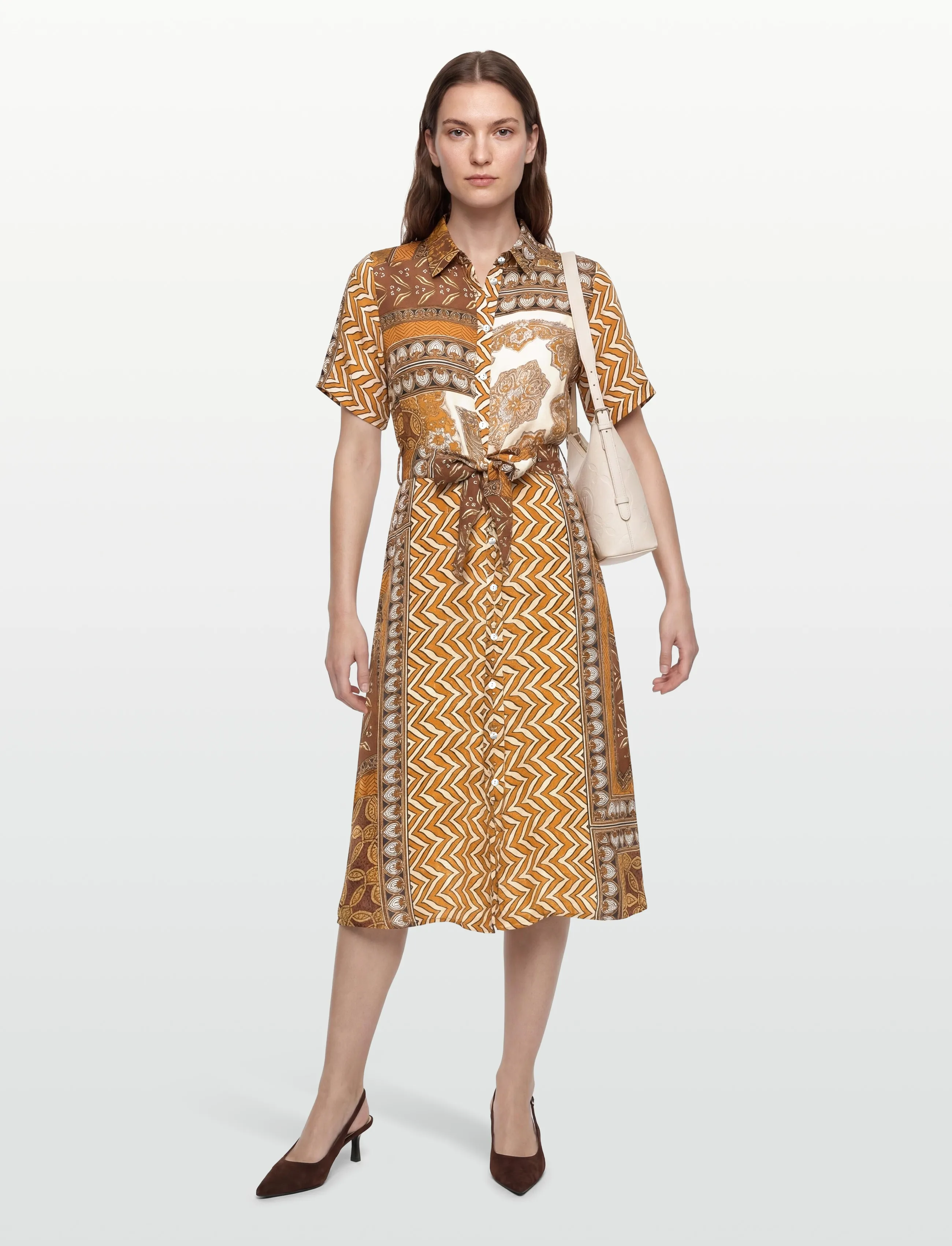 Lollys Laundry Tullell Midi Dress, Kvinder, Midi Skjortekjole, Brun, Str: S