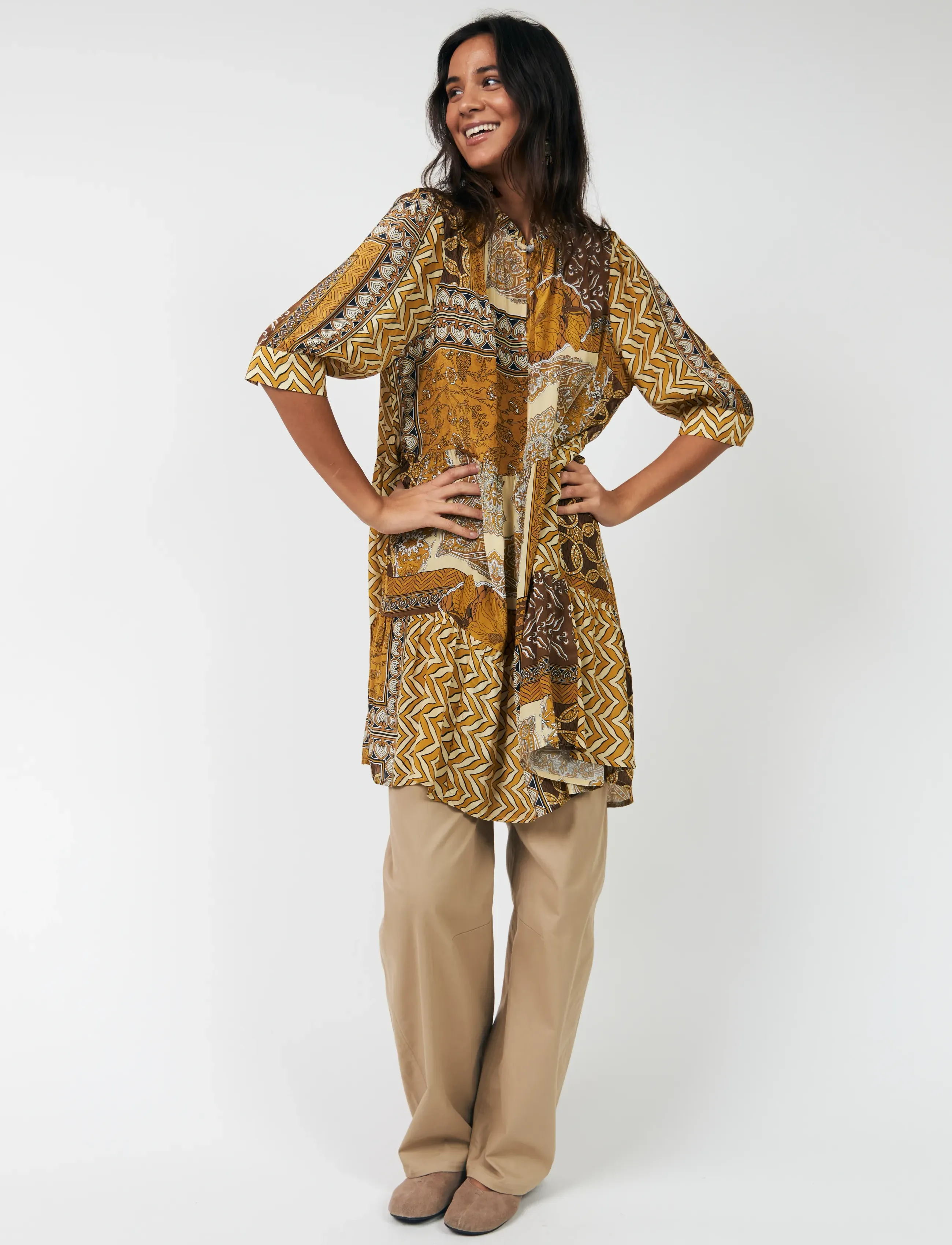 Lollys Laundry SabineLL Short Dress - Tøj - GRAPHIC PRINT / brown