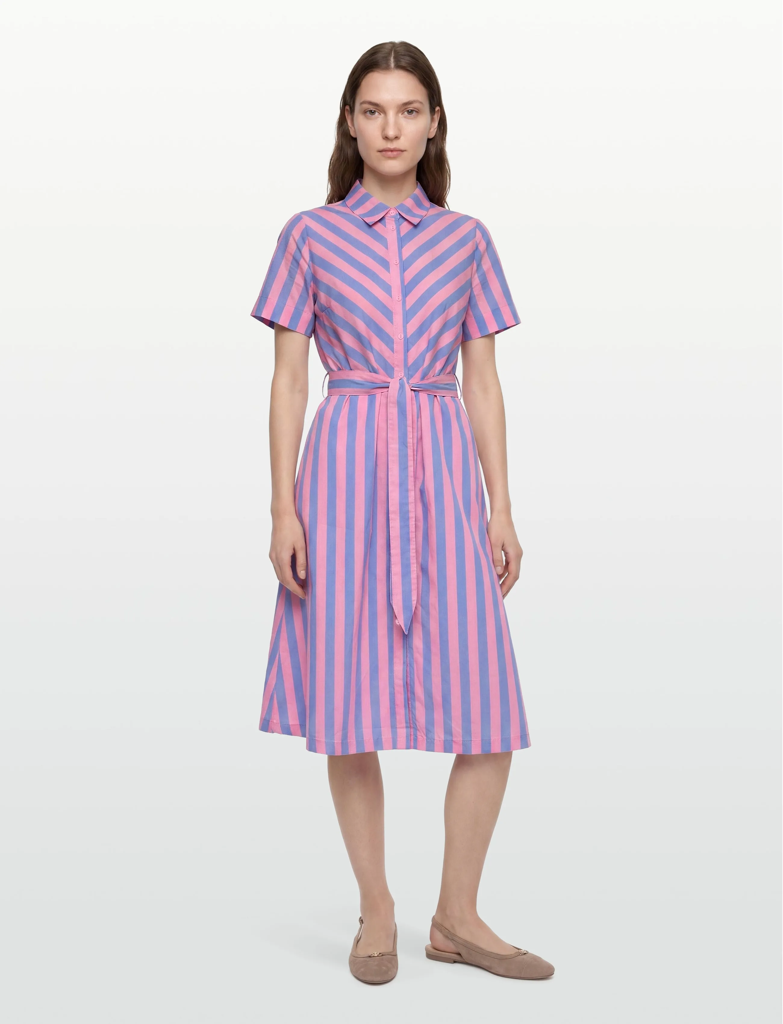Lollys Laundry Tullell Midi Dress Ss, Kvinder, Midi Bindebånds Skjortekjole, Pink, Str: M