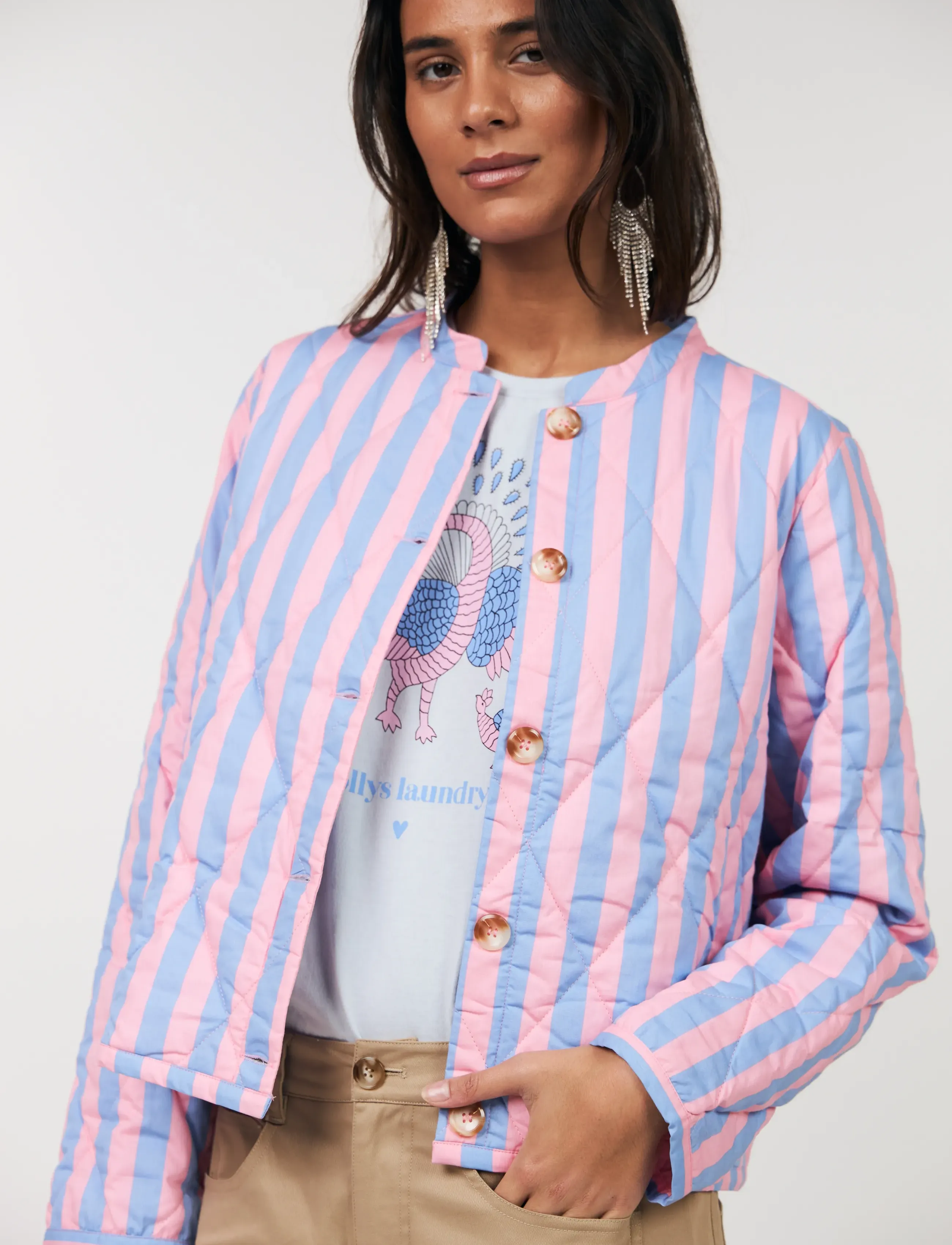 Lollys Laundry EmiliaLL Jacket LS - Vardagsstil - STRIPE / pink/rose
