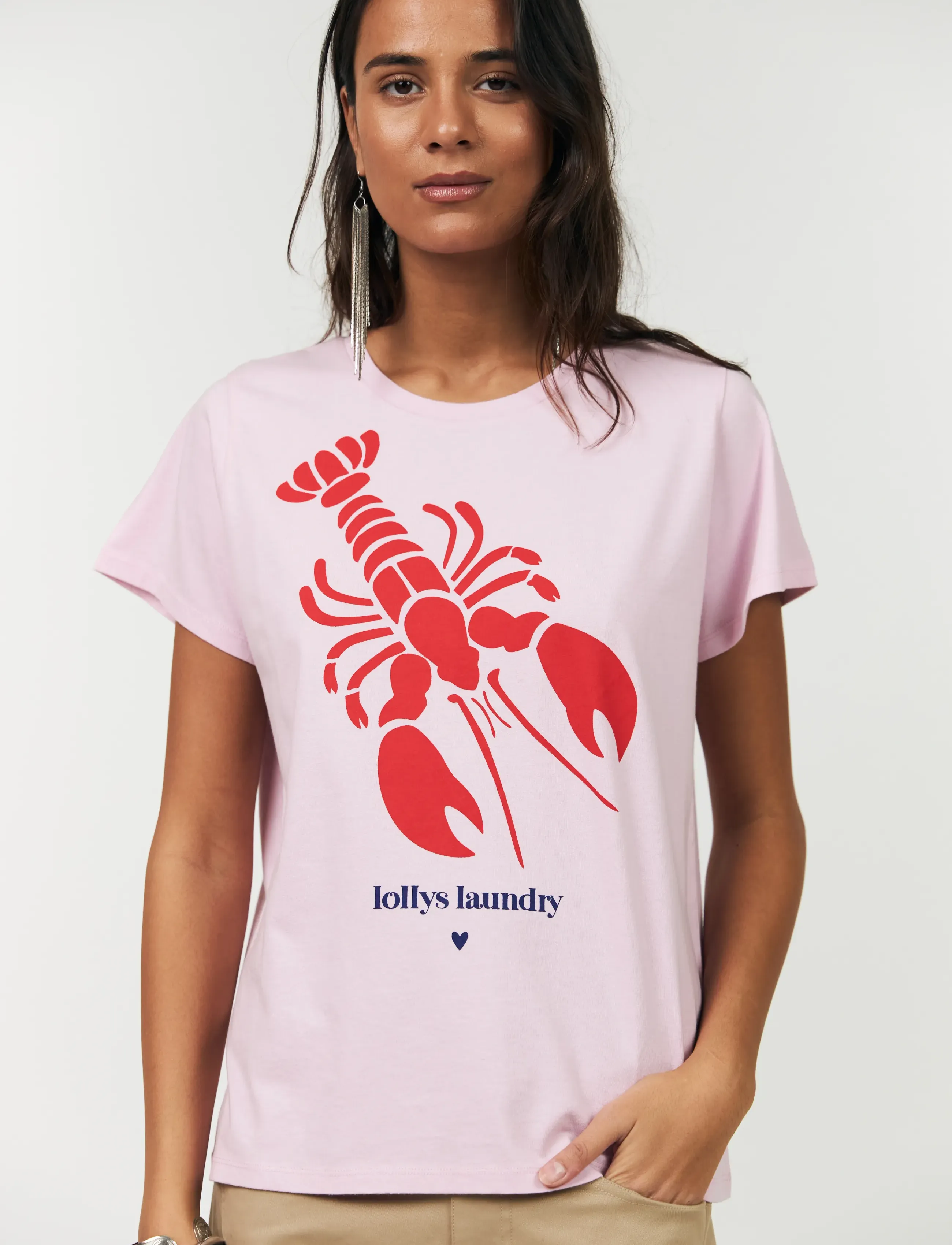 Lollys Laundry RomaLL Lobster Tee SS - T-shirts & Toppe - RED / pink/rose