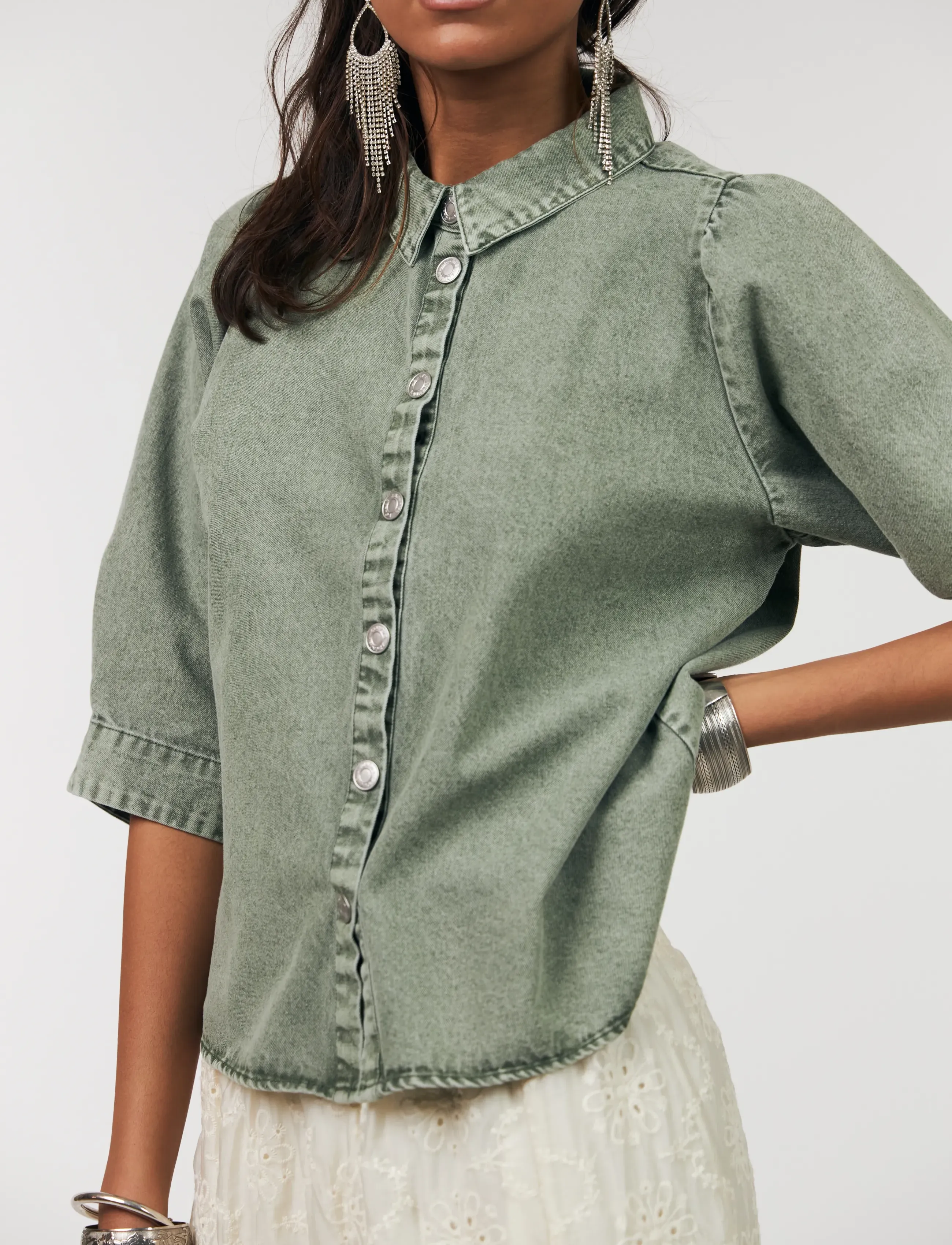 Lollys Laundry BonoLL Shirt SS - Bluser & Skjorter - DUSTY GREEN / khaki/green