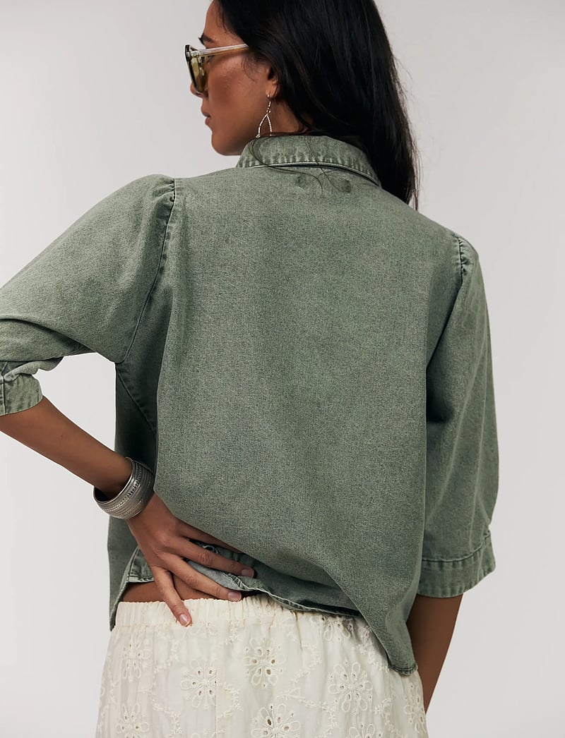 Lollys Laundry - BonoLL Shirt SS - lühikeste varrukatega särgid - dusty green - 3