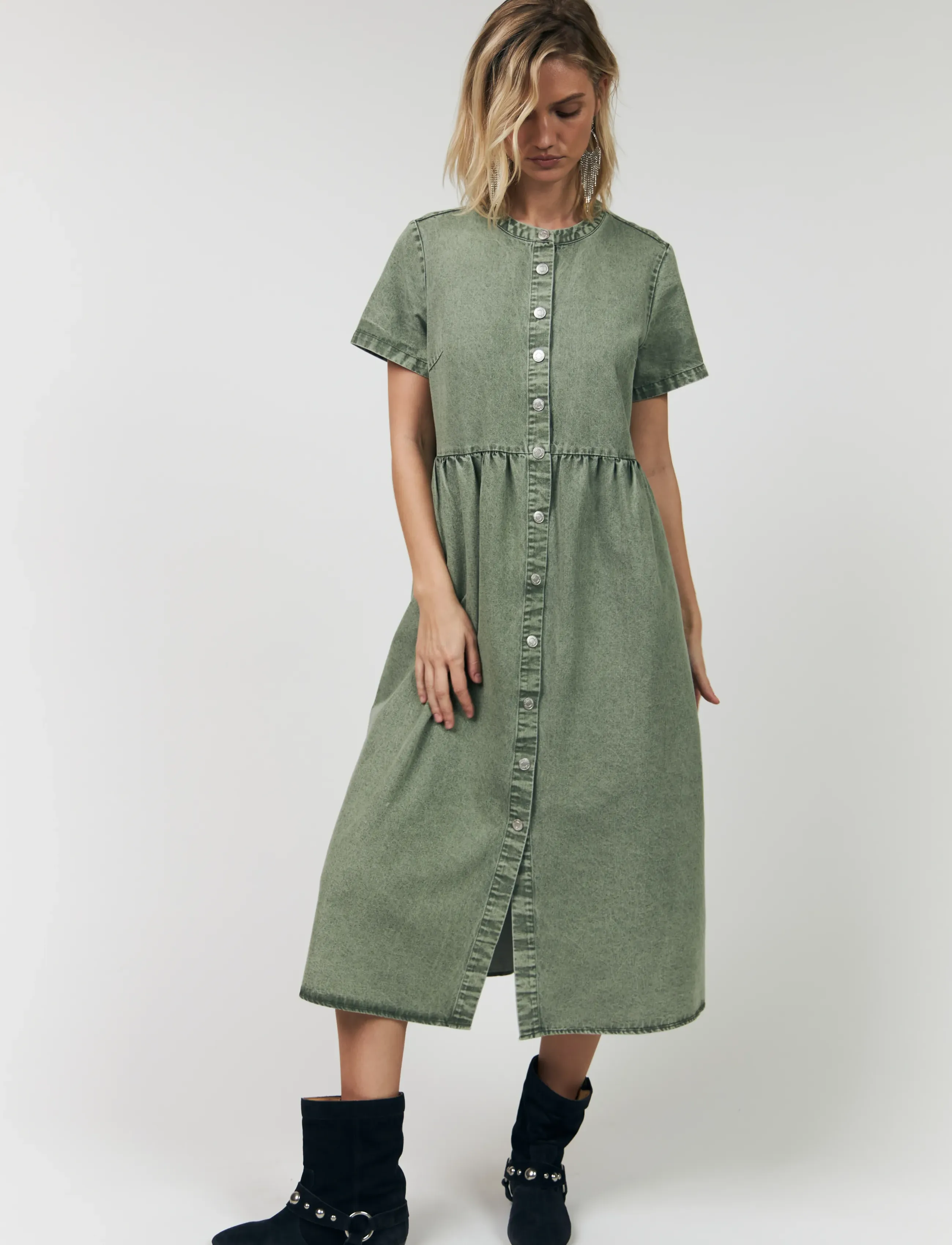 Lollys Laundry AliyaLL Maxi Dress SS - Jeansmode - DUSTY GREEN / khaki/green
