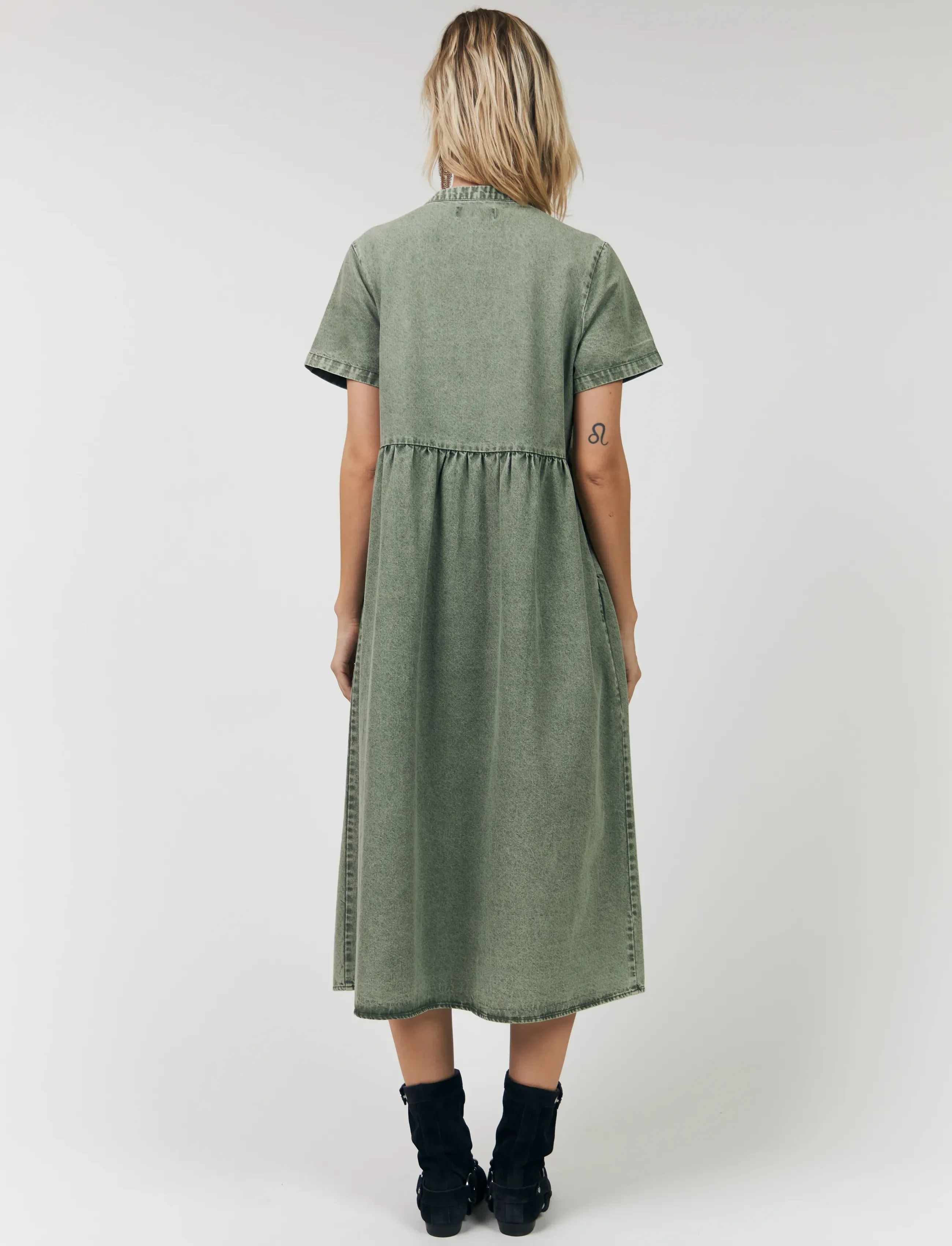 Lollys Laundry - AliyaLL Maxi Dress SS - skjortekjoler - dusty green - 3