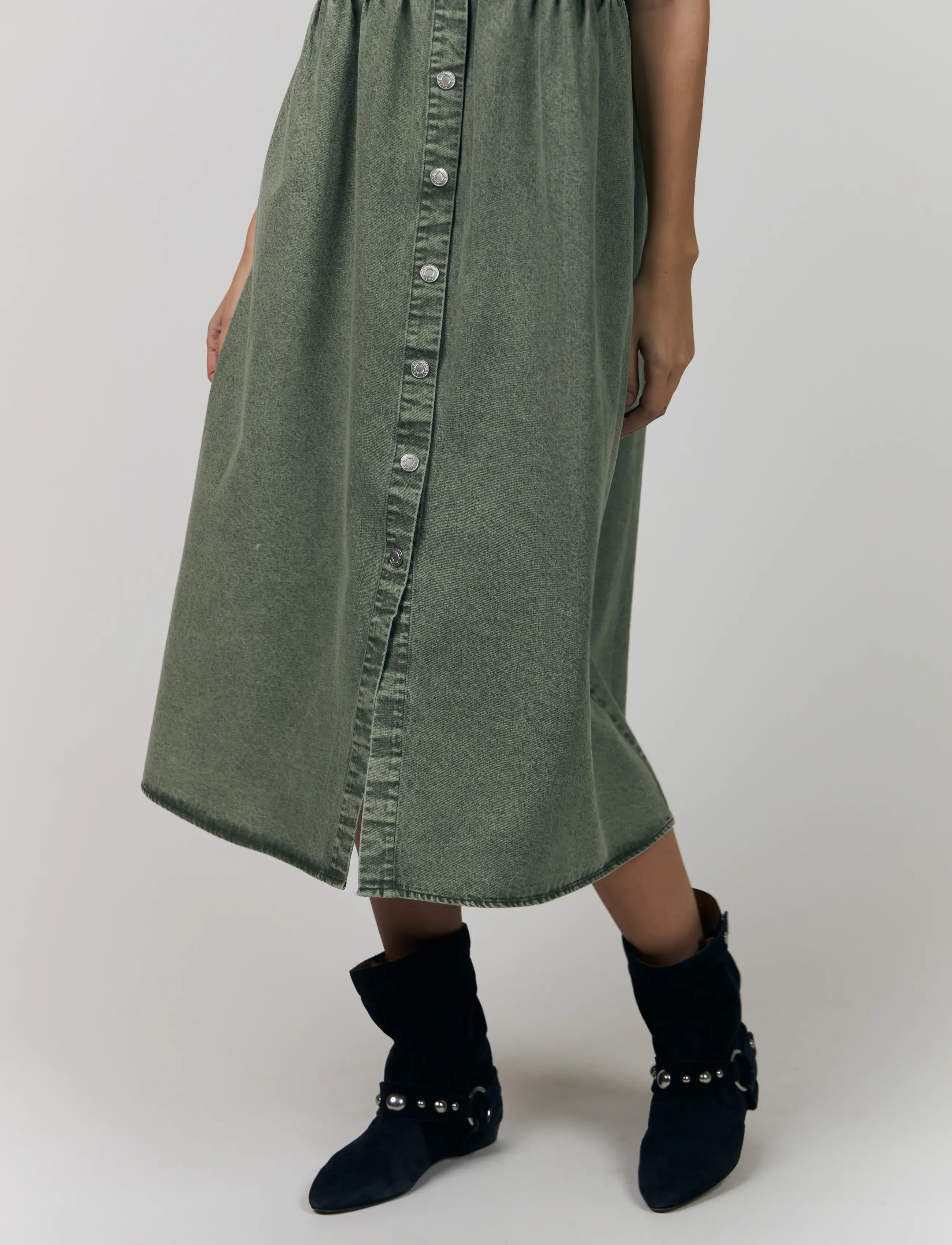 Lollys Laundry - AliyaLL Maxi Dress SS - skjortekjoler - dusty green - 4
