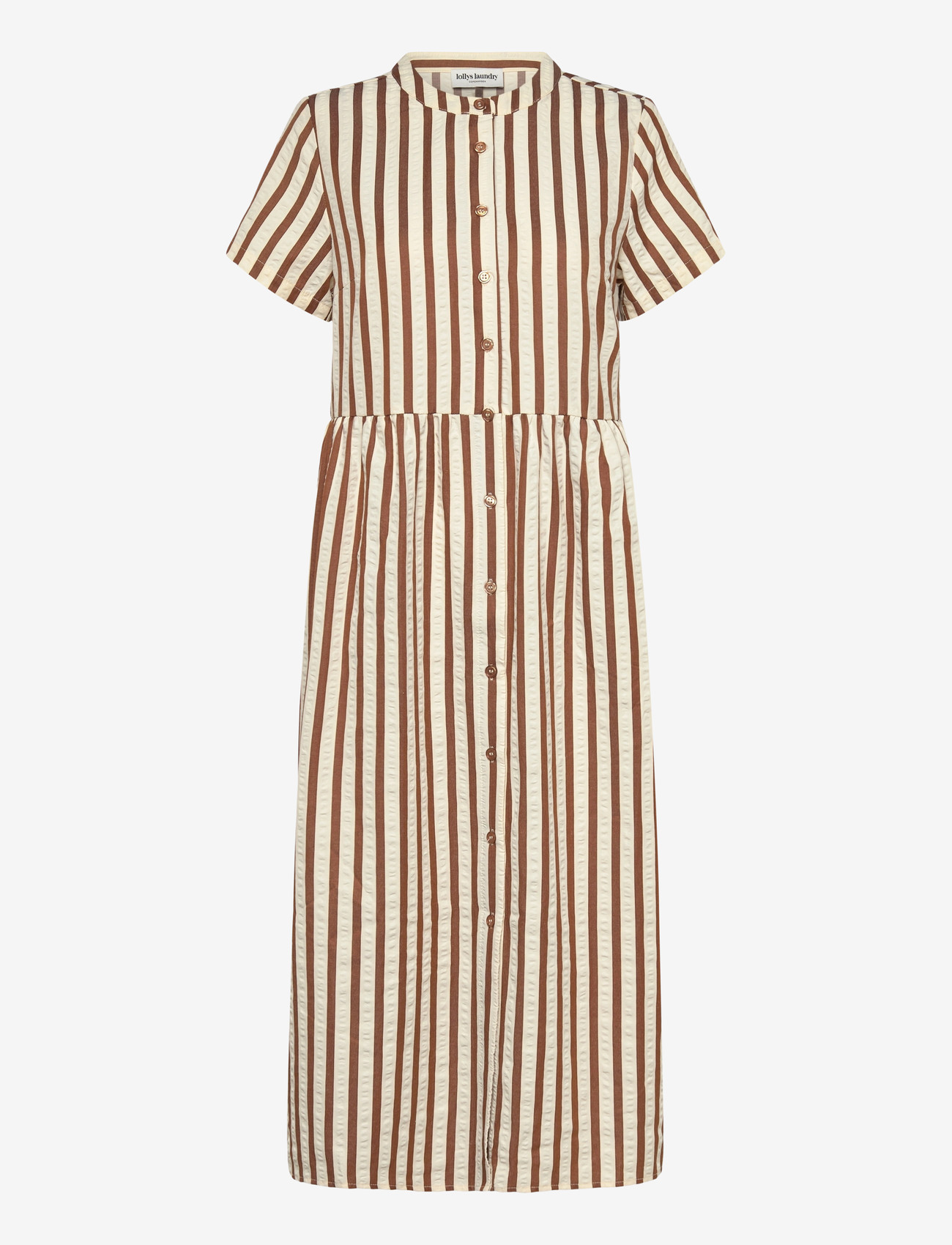 Lollys Laundry - AliyaLl Maxi Dress SS - skjortekjoler - dark mokka - 1