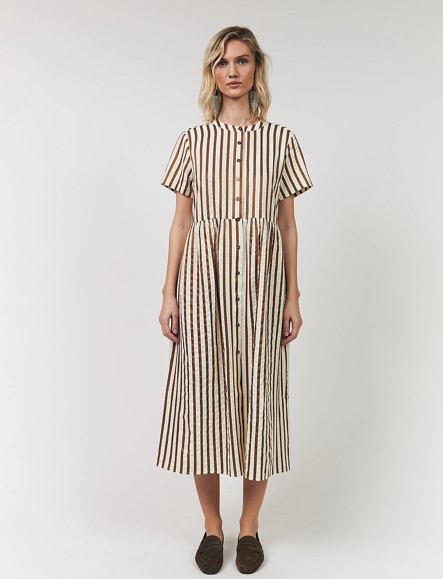 Lollys Laundry - AliyaLl Maxi Dress SS - särkkleidid - dark mokka - 0