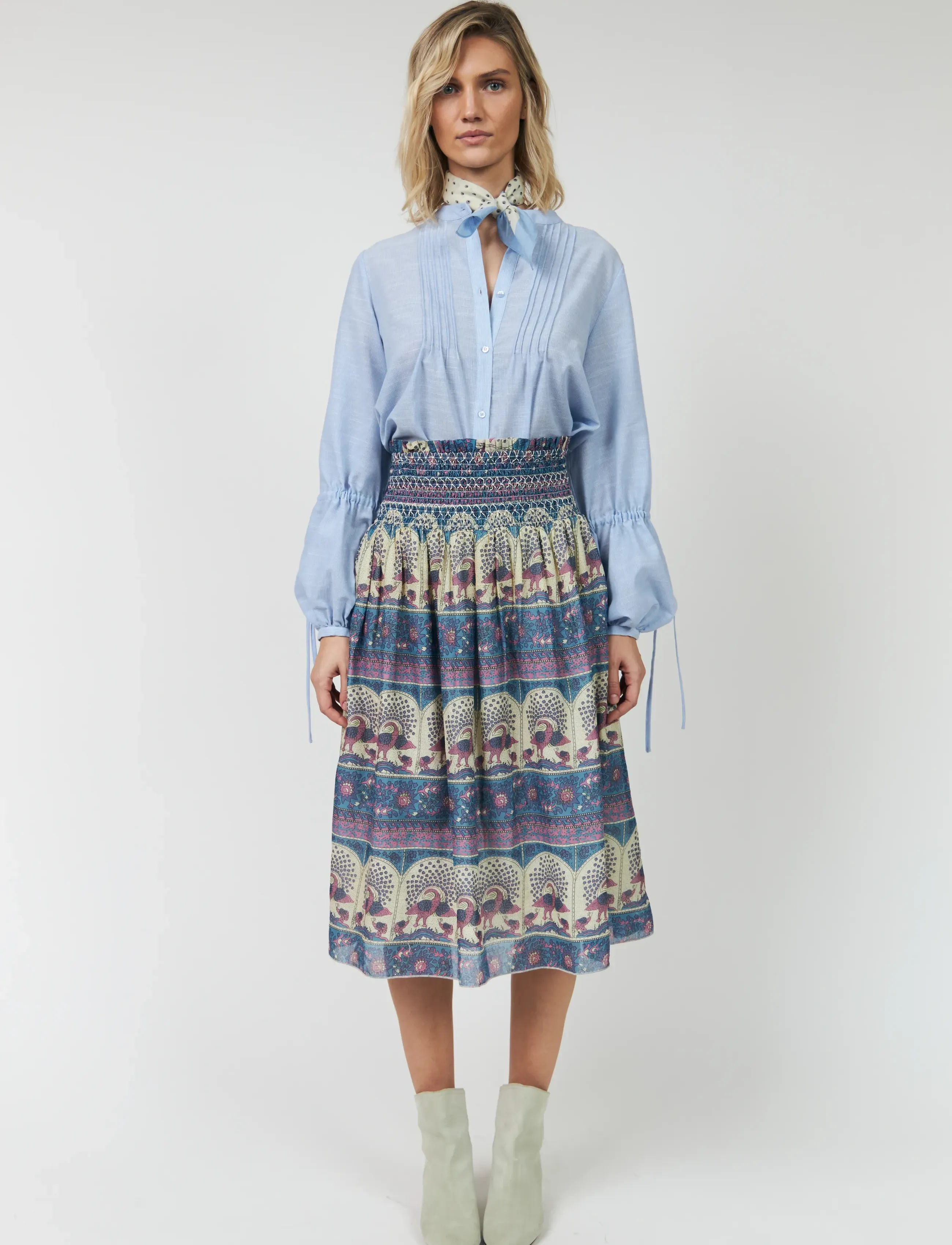 Lollys Laundry Lannall Shirt Ls, Damen, Pintuck Bluse, Blau, Gr.M
