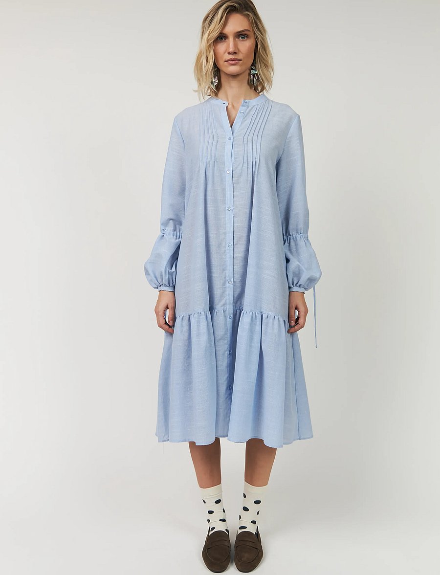 Lollys Laundry - AlannaLL Maxi Dress LS - särkkleidid - light blue - 0