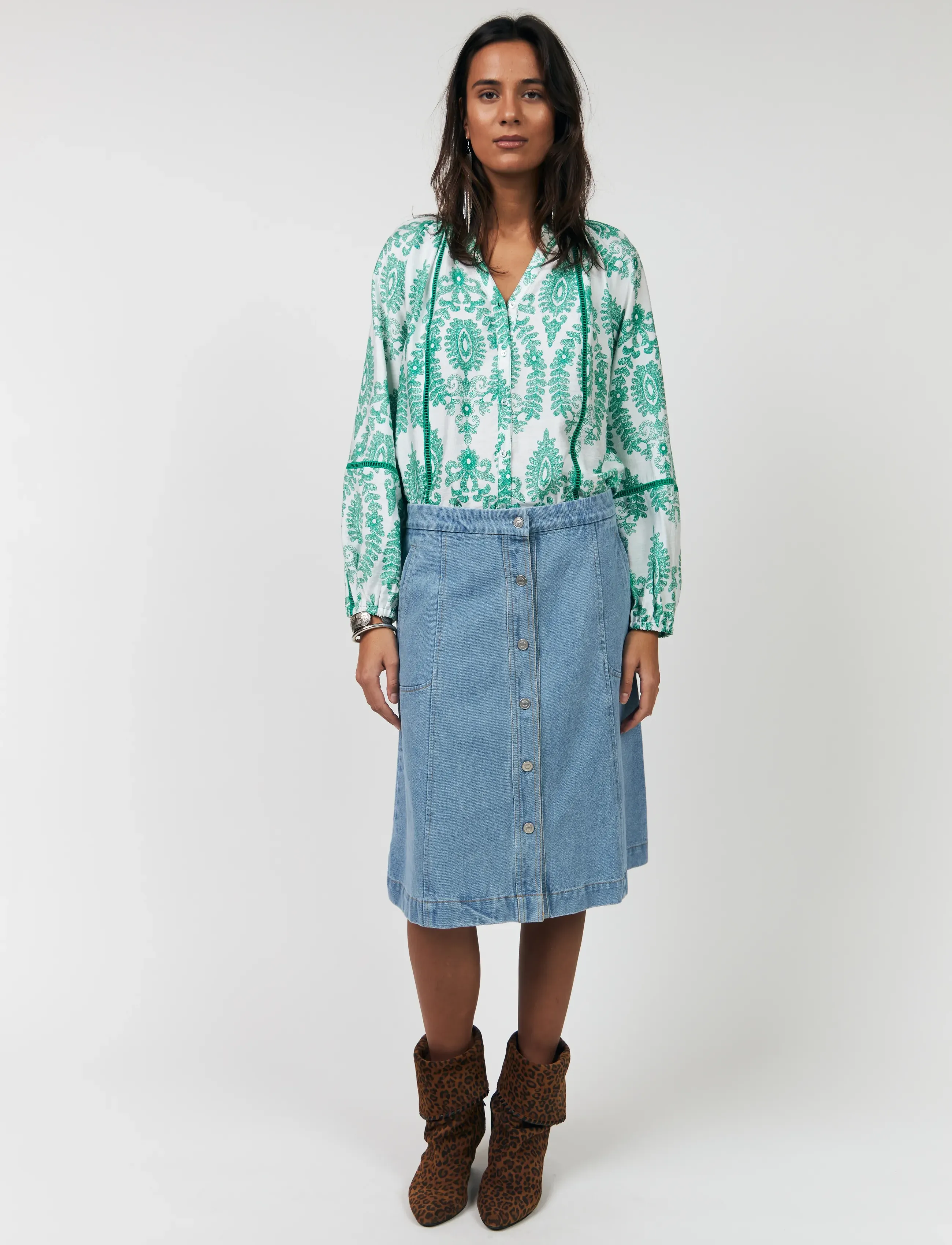 Lollys Laundry Veroll Shirt Ls, L, Green, Bluser > Langærmede, Dame
