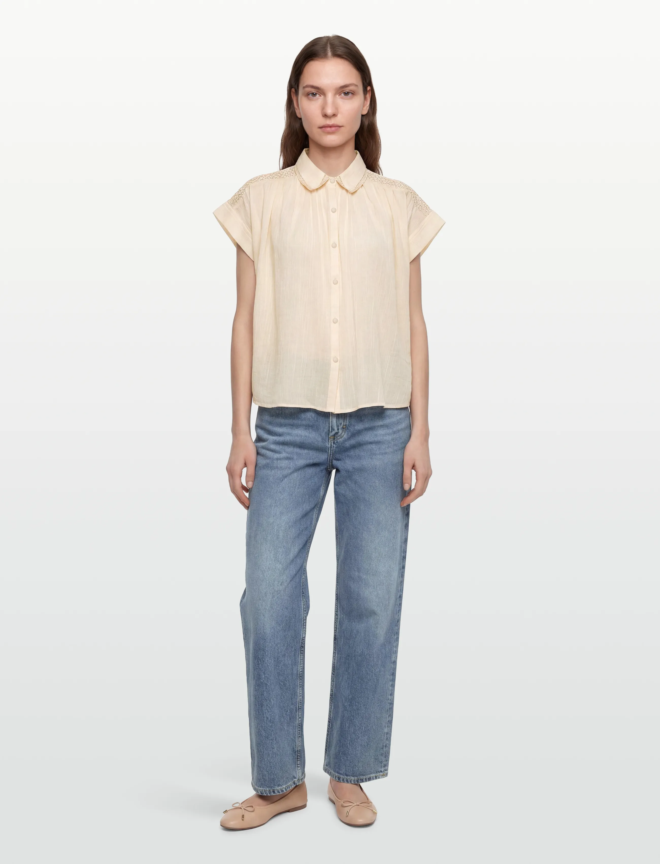 Lollys Laundry Badalll Shirt, M, Cream, Skjorter > Kortærmede, Dame