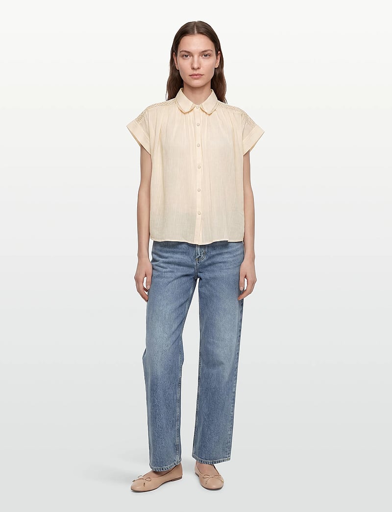 Lollys Laundry - BadalLL Shirt - kortærmede skjorter - 02 creme - 0