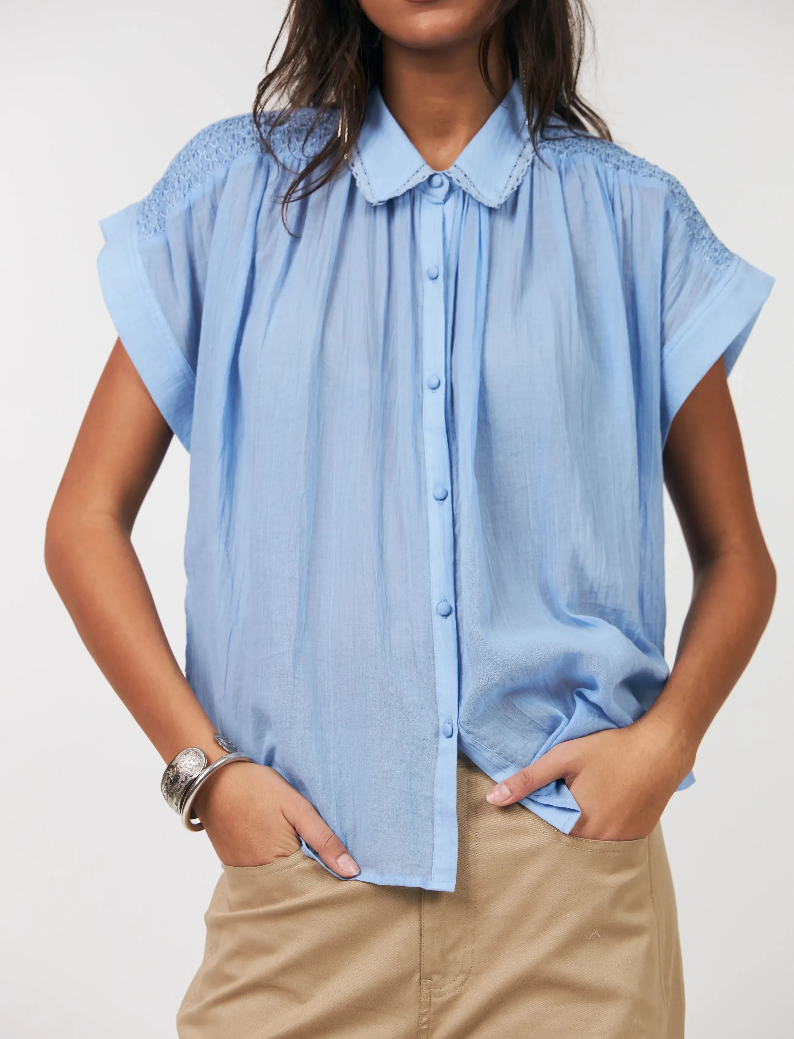 Lollys Laundry Badalll Shirt, L, Shirts, Blau - Short-sleeved, Frauen