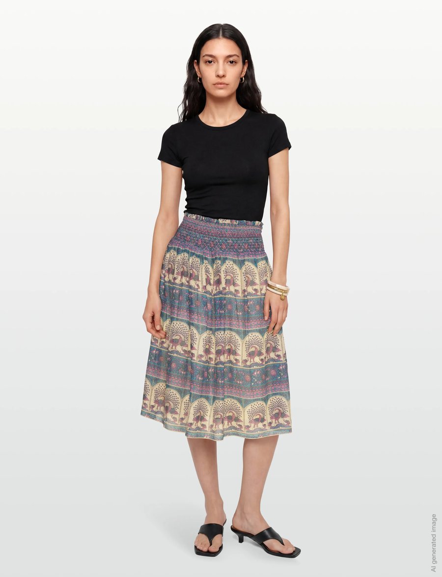 Lollys Laundry - MyraLL Midi Skirt - jupes midi - blue - 0