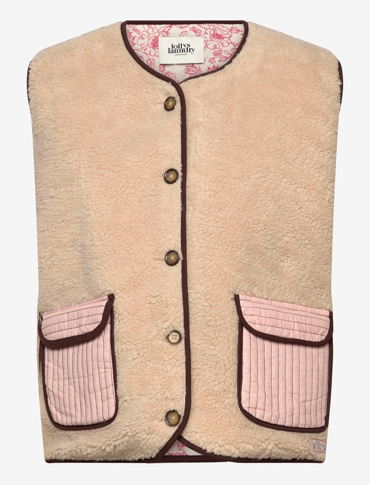 Lollys Laundry - JaceLL Love Vest SL - fliis- ja teddy-vestid - beige - 0