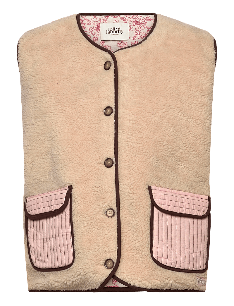Lollys Laundry - JaceLL Love Vest SL - fliis- ja teddy-vestid - beige - 0