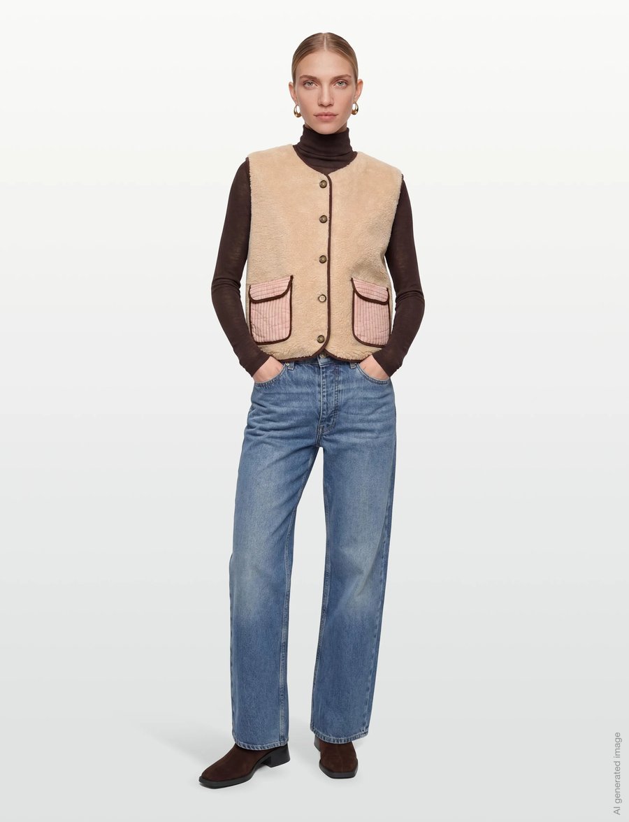Lollys Laundry - JaceLL Love Vest SL - fleece- og teddyveste - beige - 0