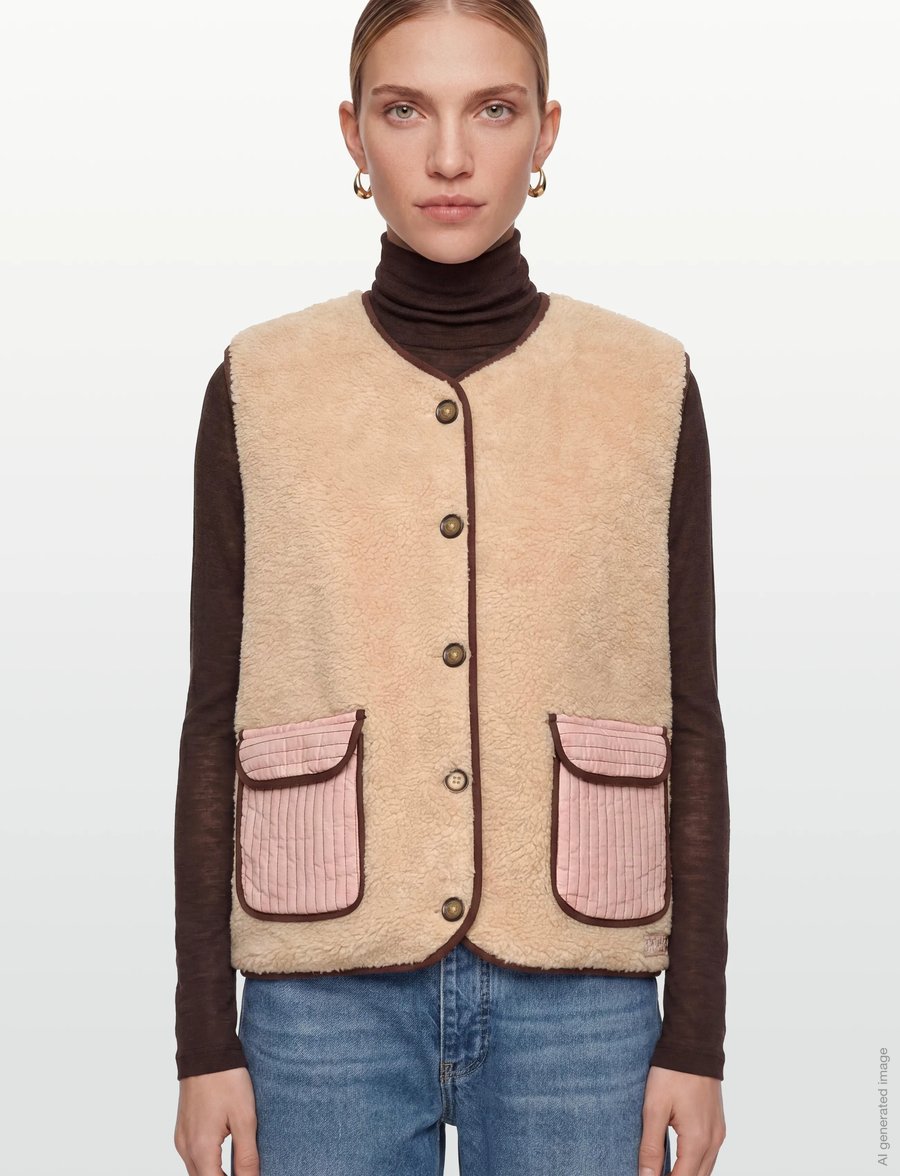 Lollys Laundry - JaceLL Love Vest SL - fleece- og teddyveste - beige - 3